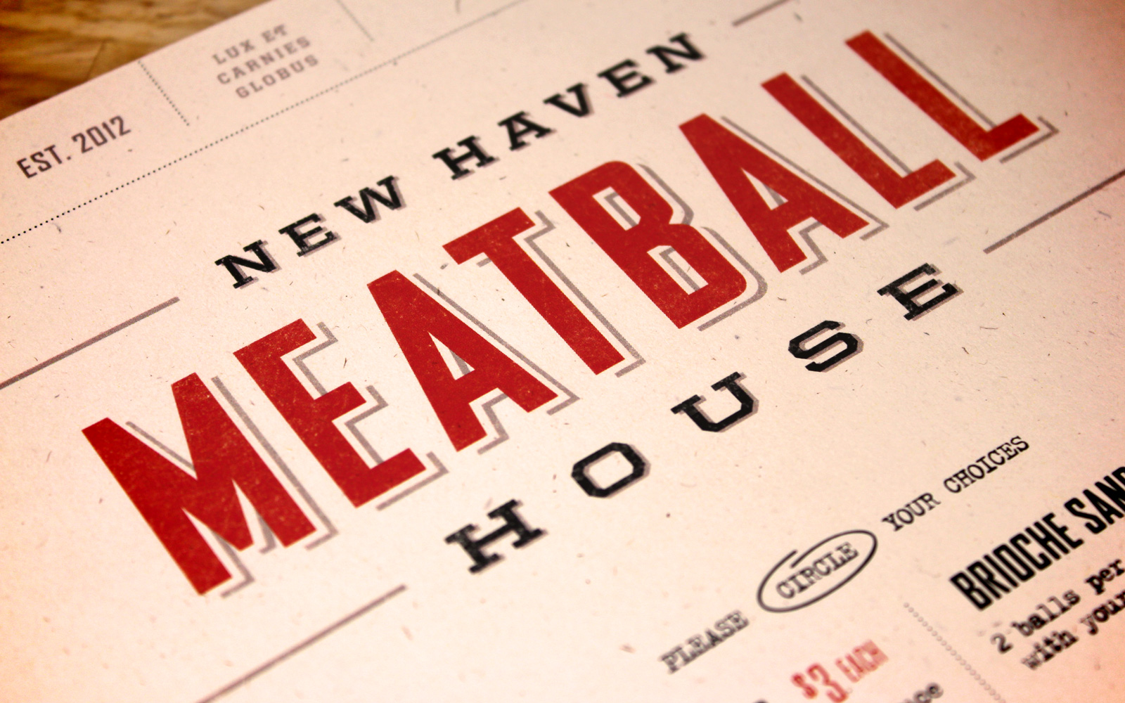 New Haven Meatball House menu