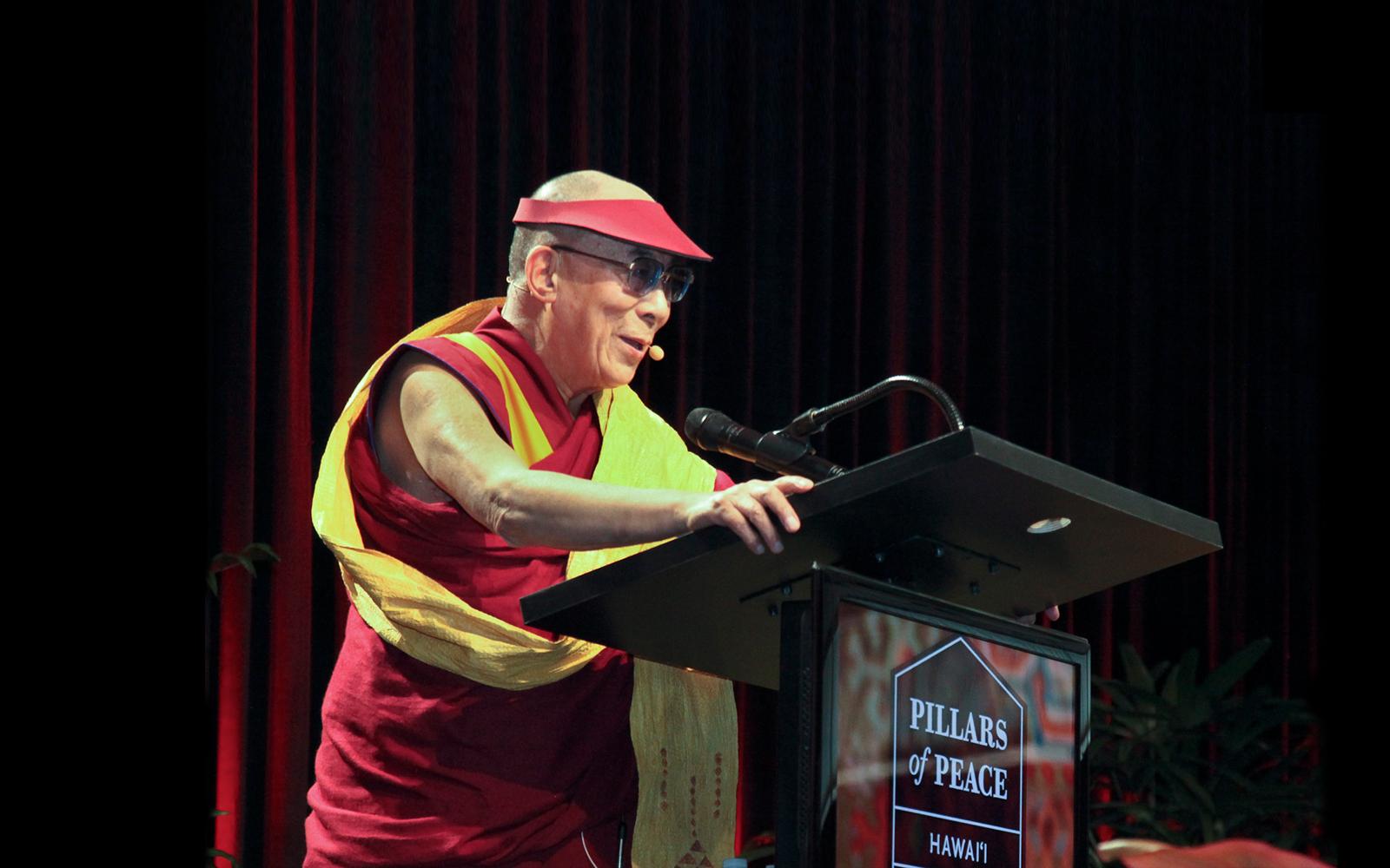 Pillars of Peace Dalai Lama at Podium