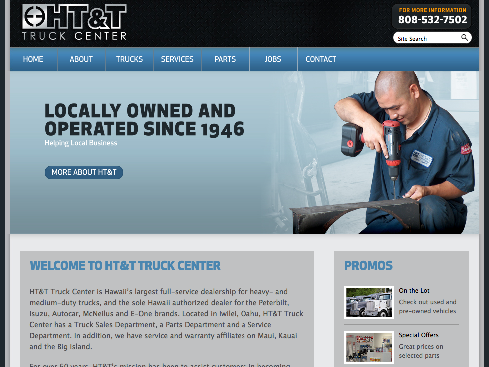 Screen grab of HT&T Truck website home page