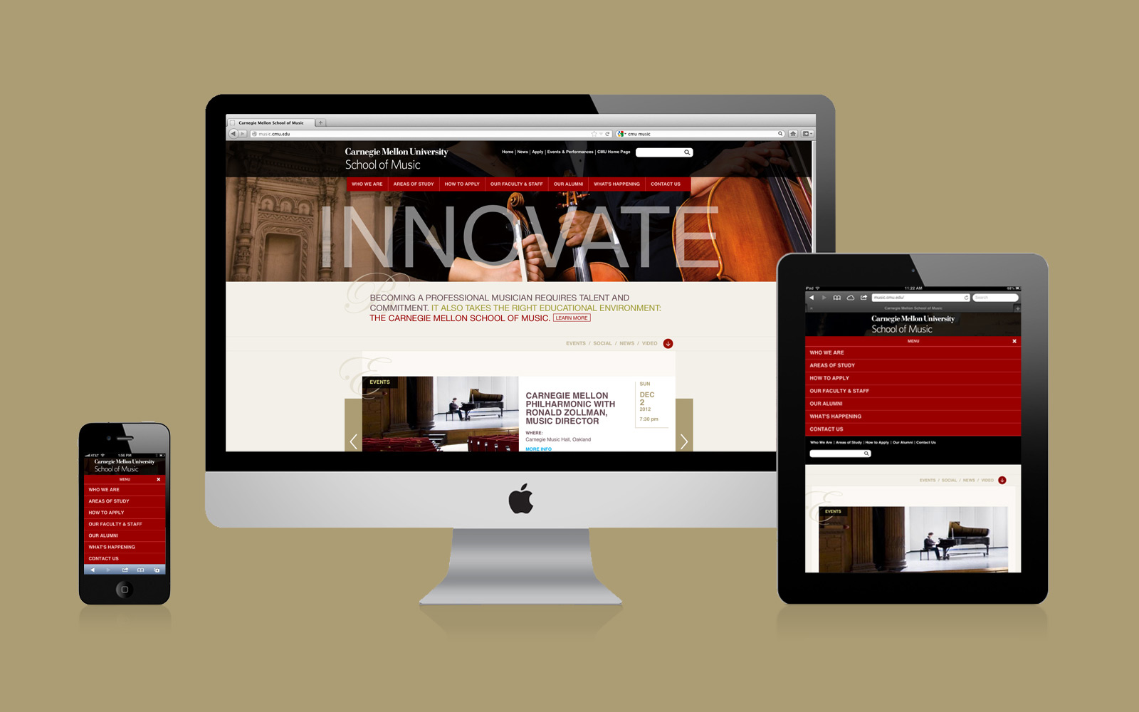 CMU Music website responsive design 1