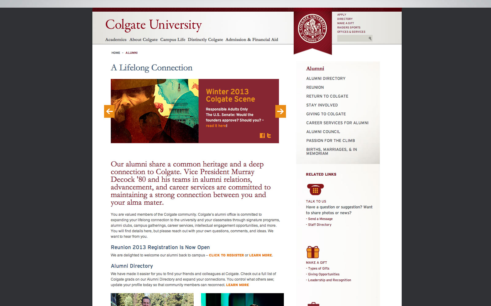 Colgate University website 3a