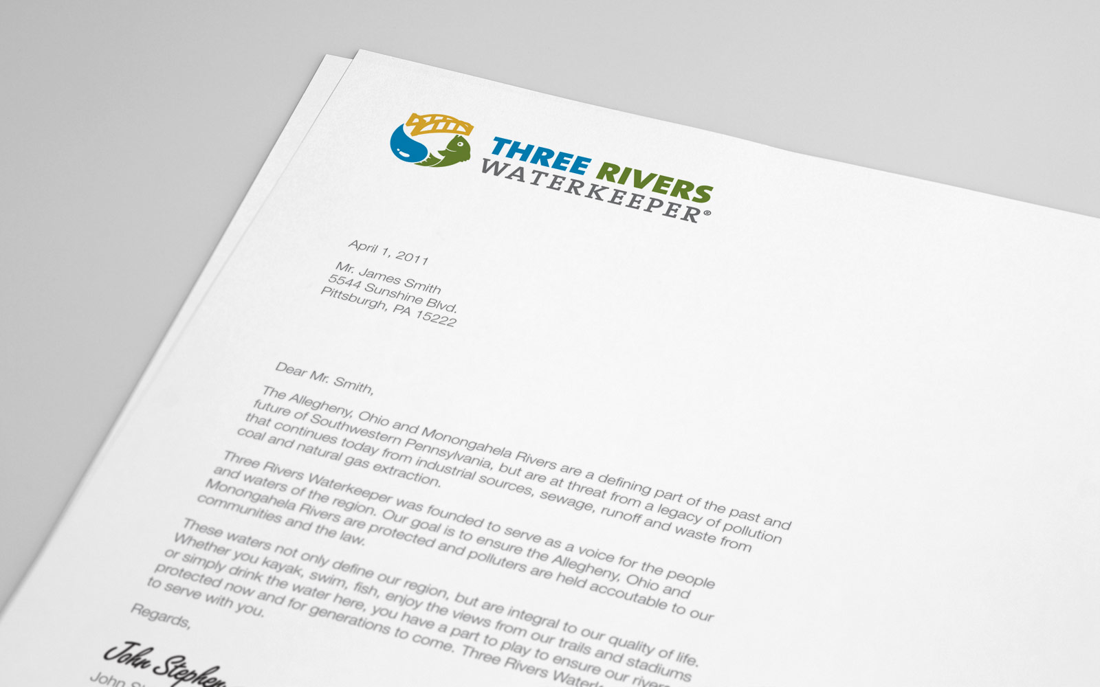 Three Rivers Waterkeeper Letterhead
