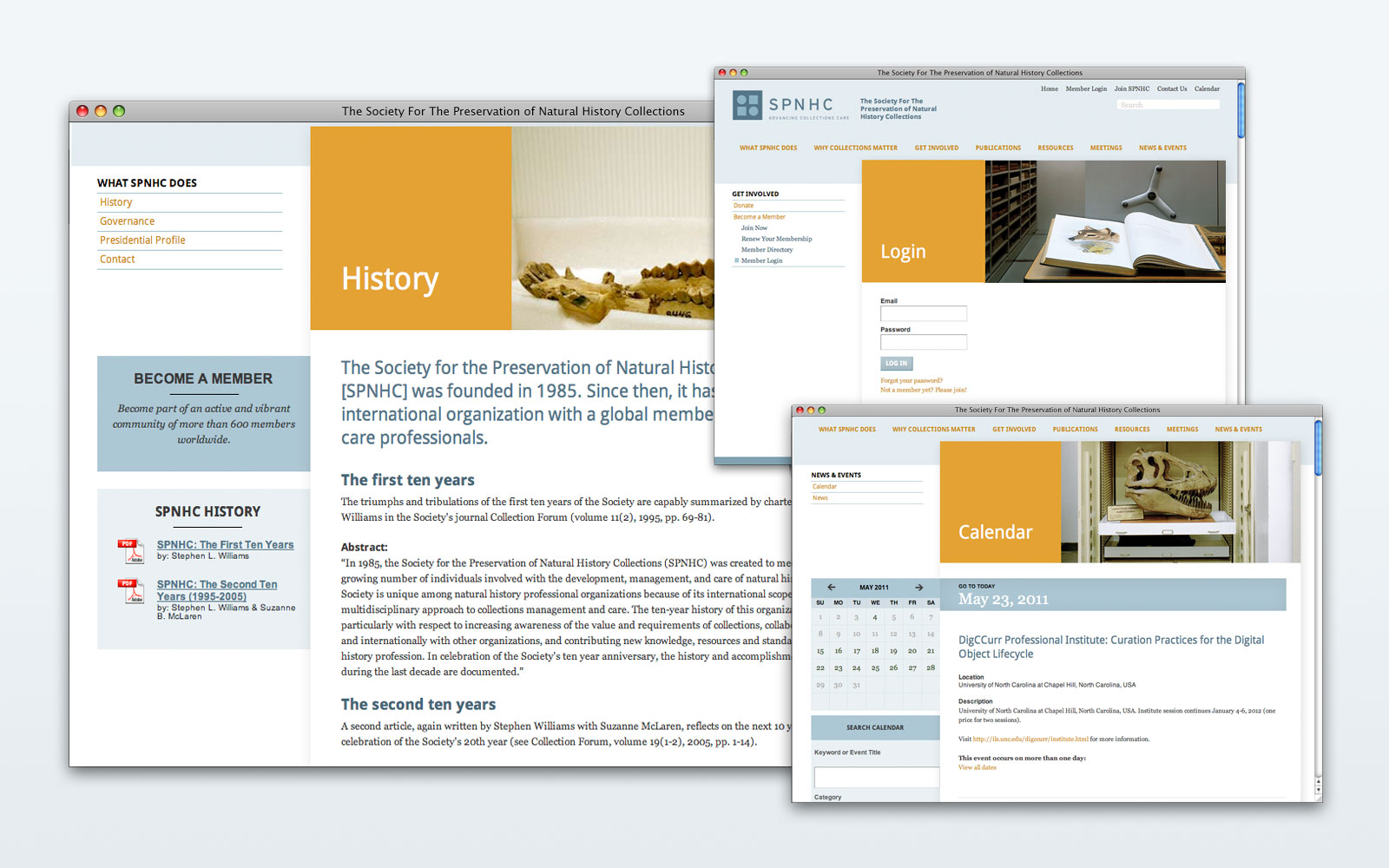 Society for the Preservation of Natural History Collection SPNHC website pages
