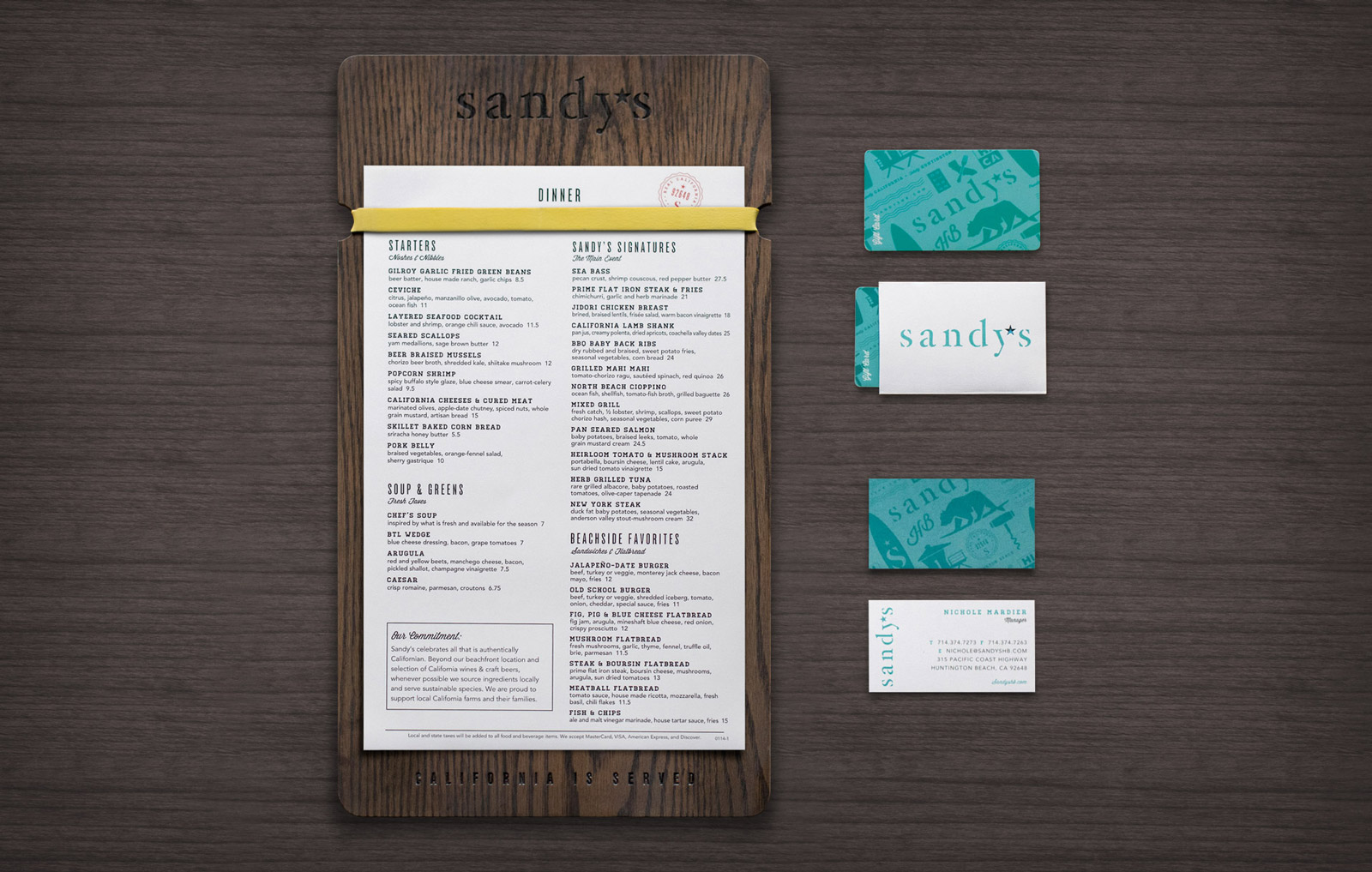 Sandy's menu