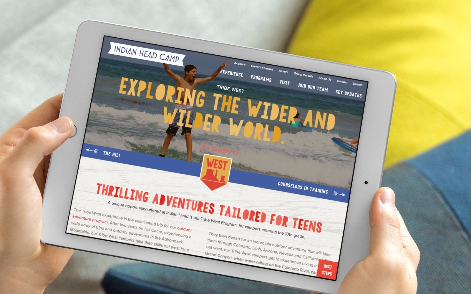 Indian Head Camp website tablet