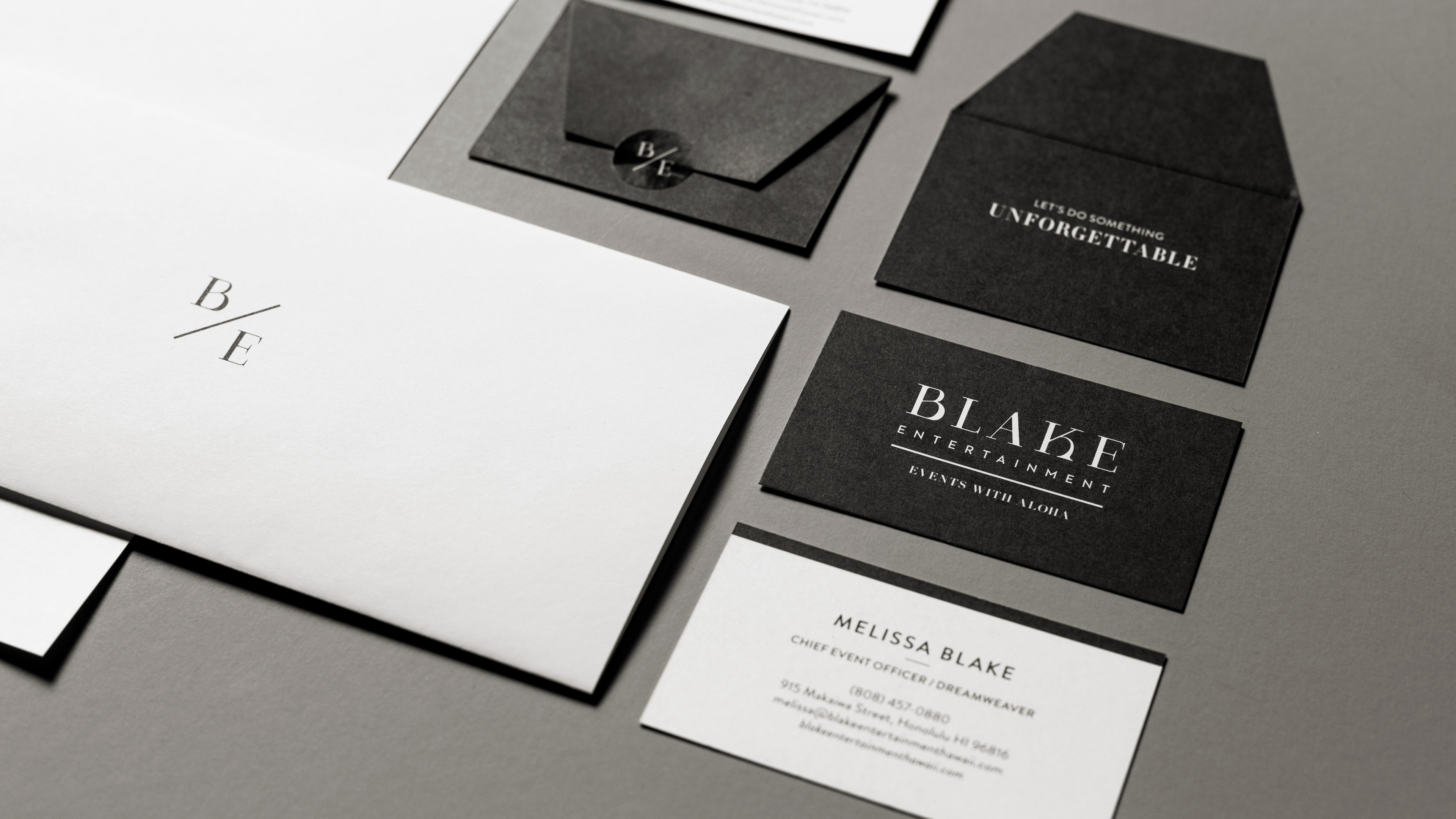Blake Entertainment stationery close up