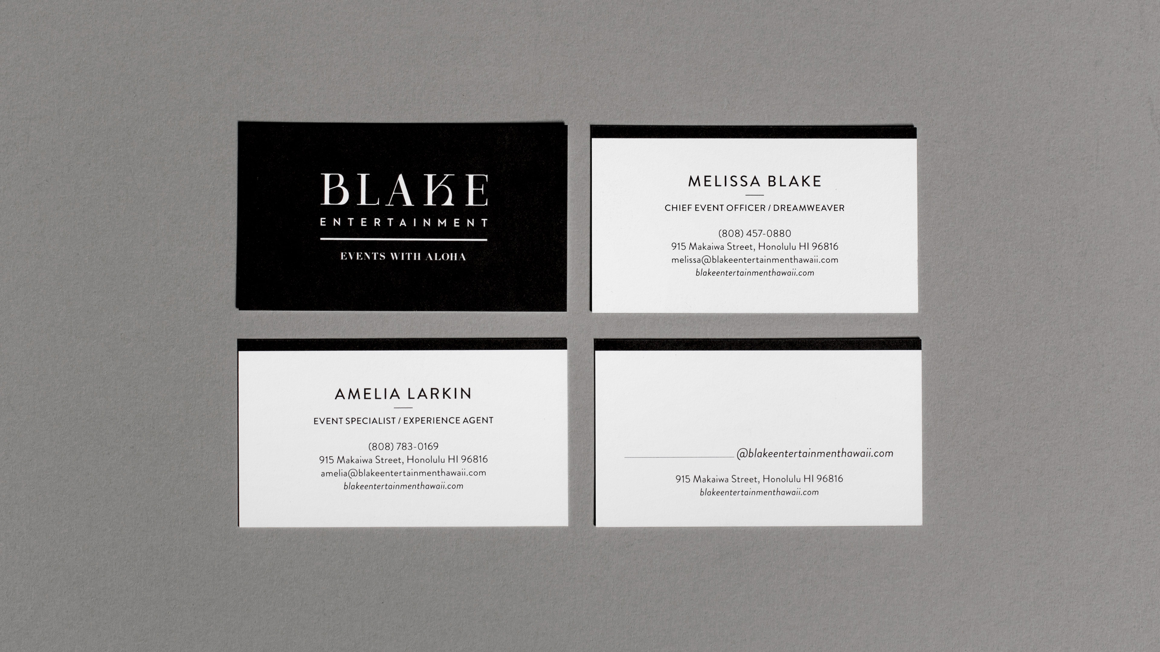 Blake Entertainment logo and stationery
