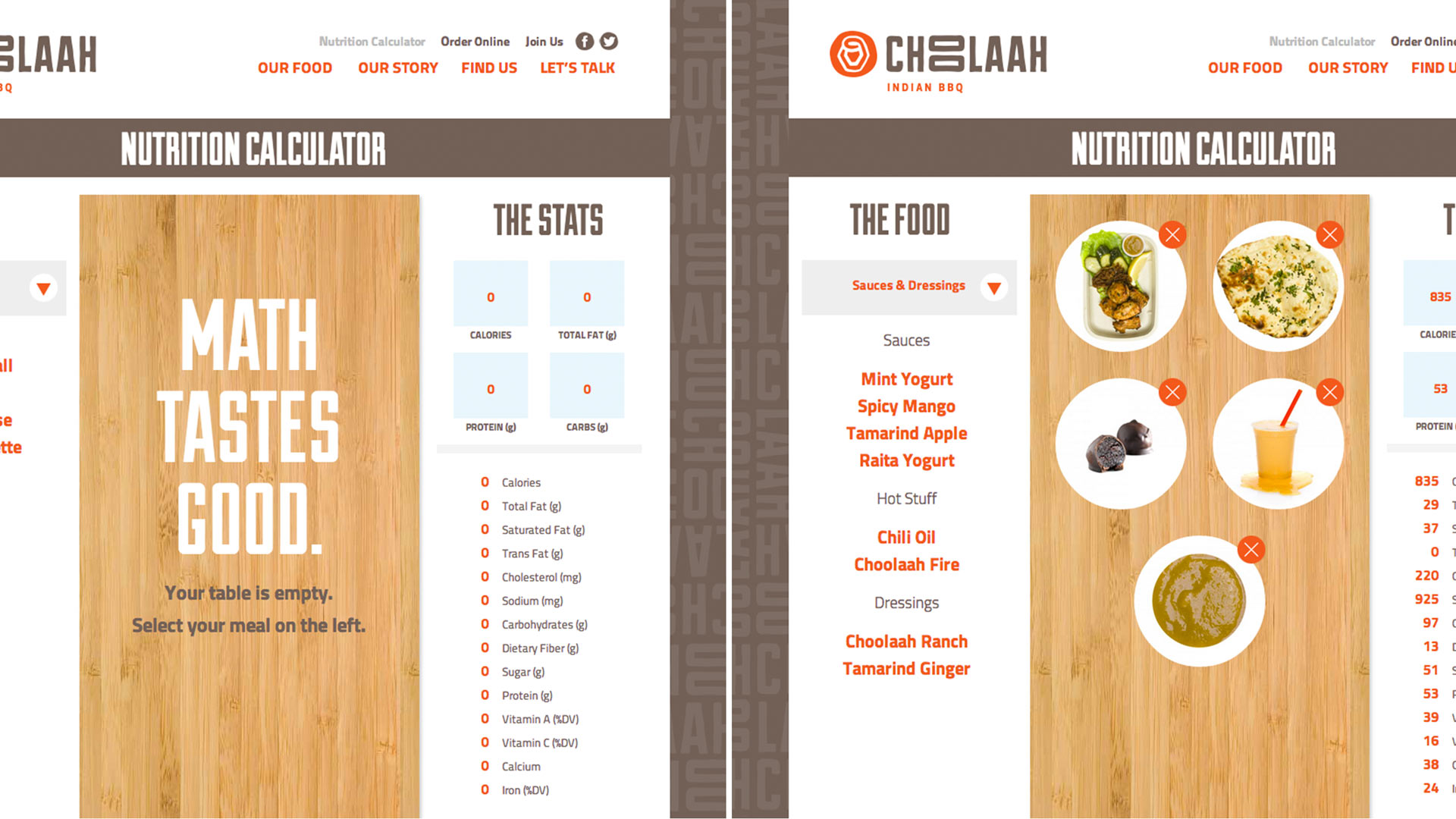 Website nutrition calculator