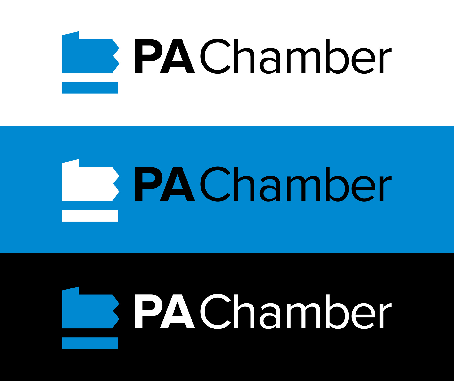 PA Chamber logo against blue white and black knockouts