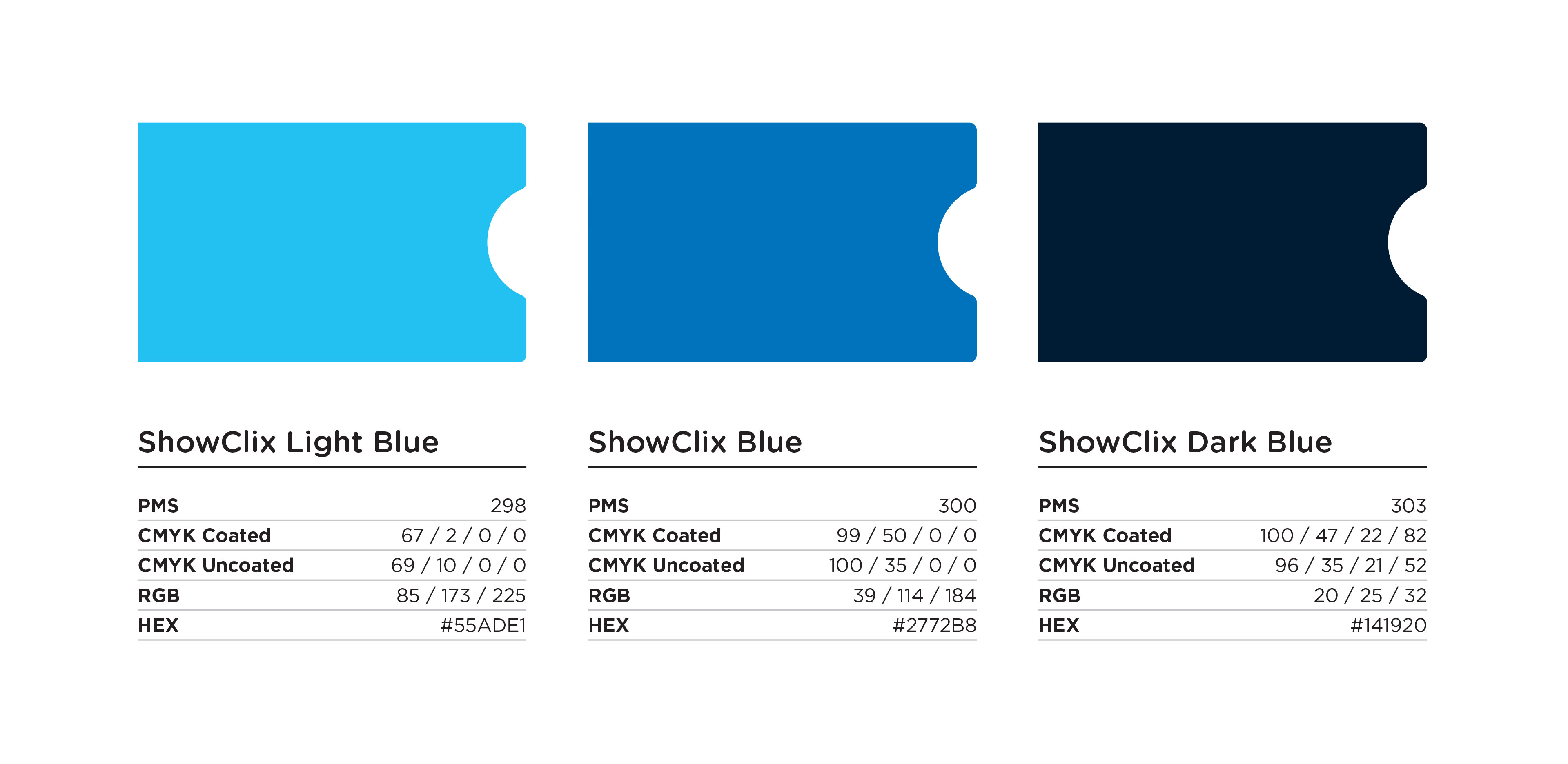 ShowClix primary colors from usage guide