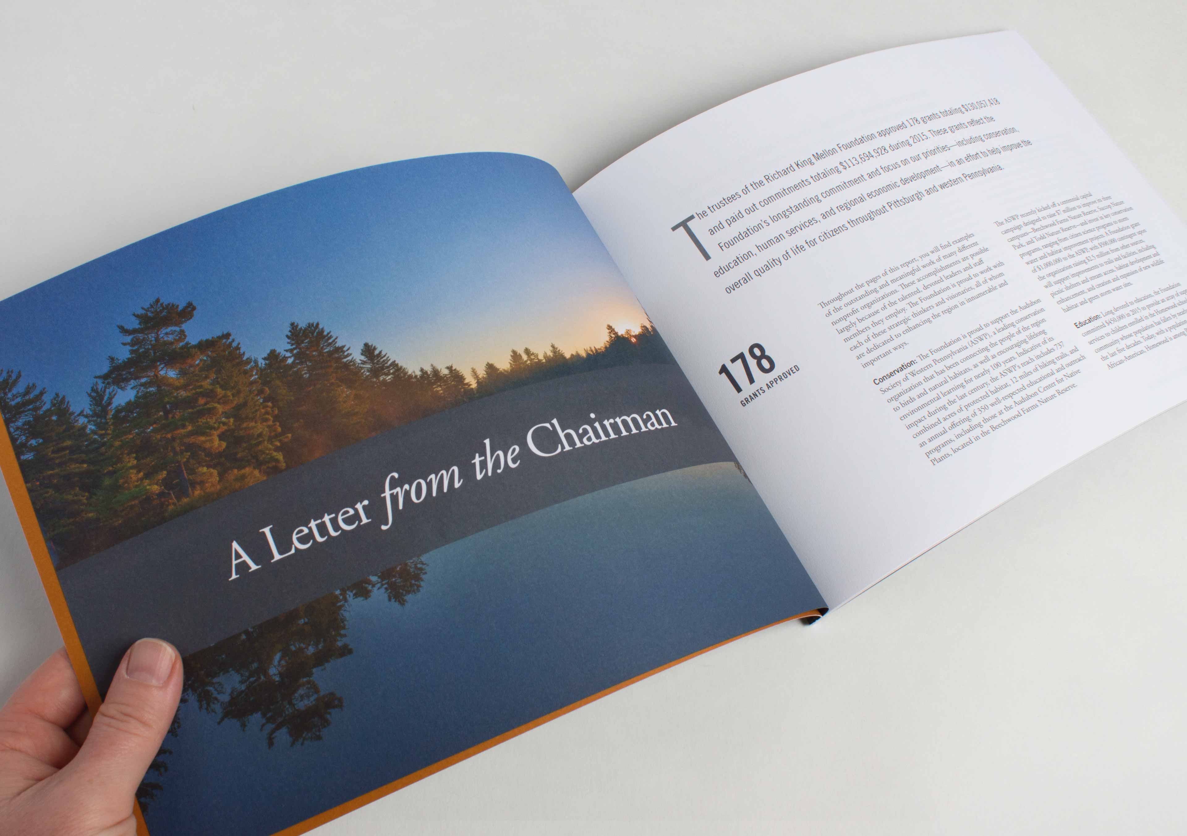 Richard King Mellon Foundation 2015 annual report, intro spread