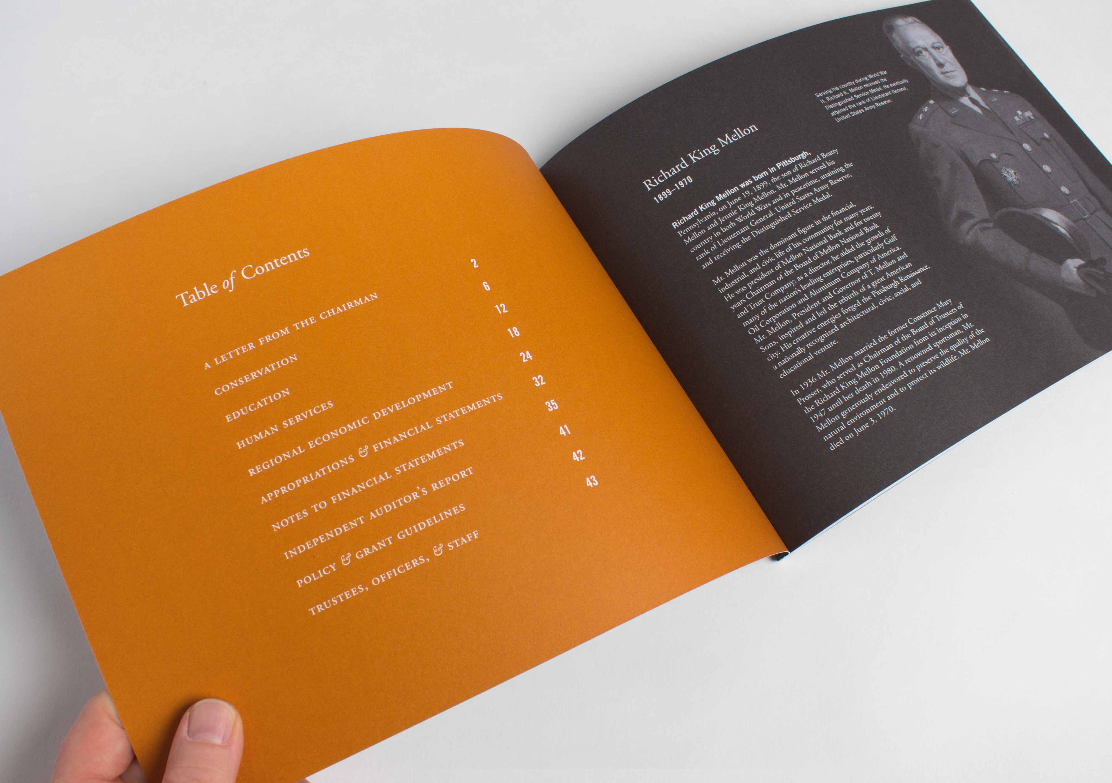 Richard King Mellon Foundation 2015 annual report, table of contents