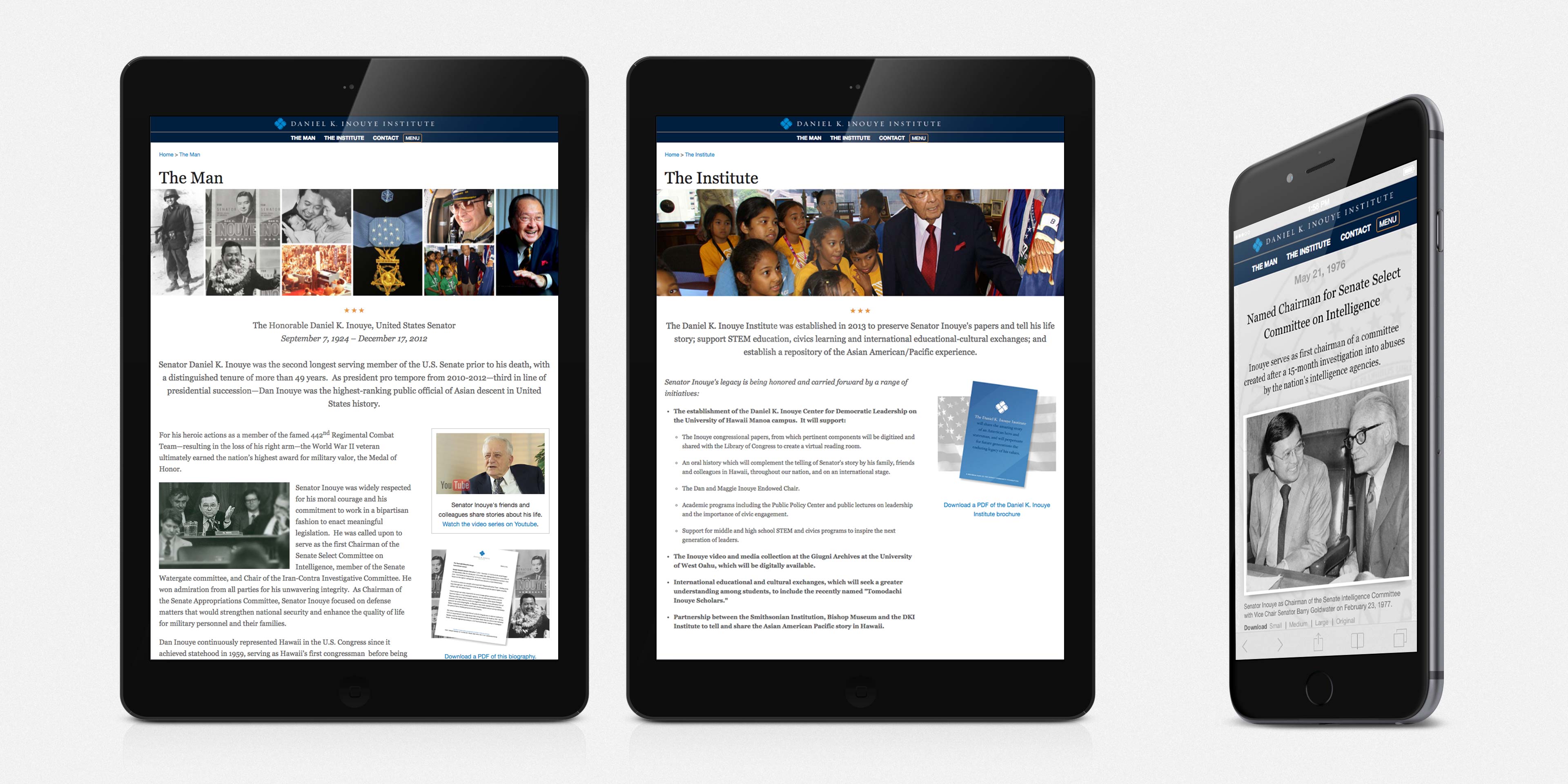 Daniel Inouye Institute website tablet
