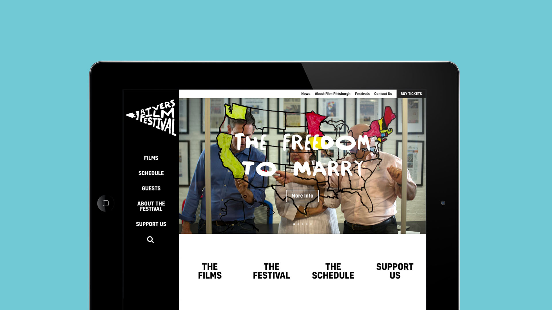 3 Rivers Film Festival 2016 website, tablet view