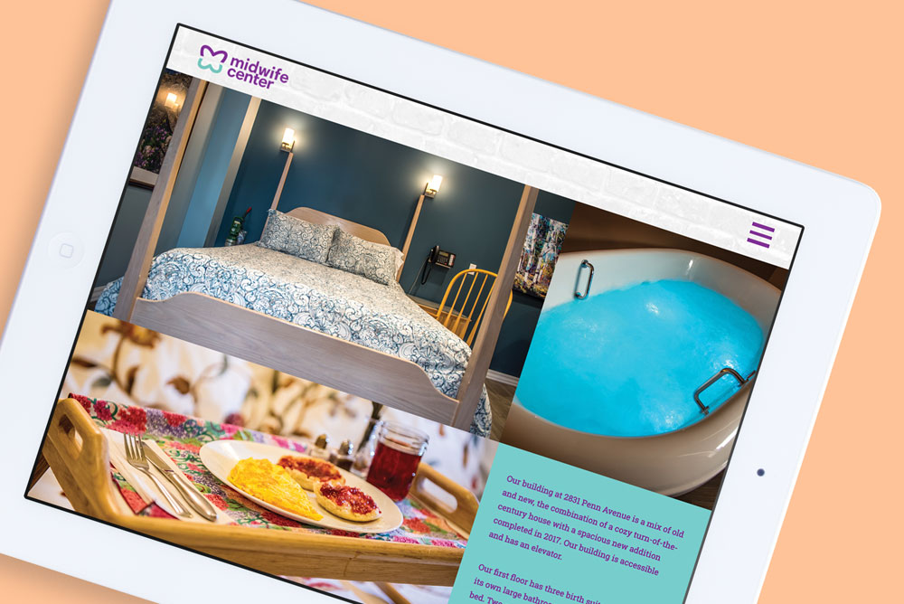 Midwife Center for Birth & Women's Health website ipad interior photos