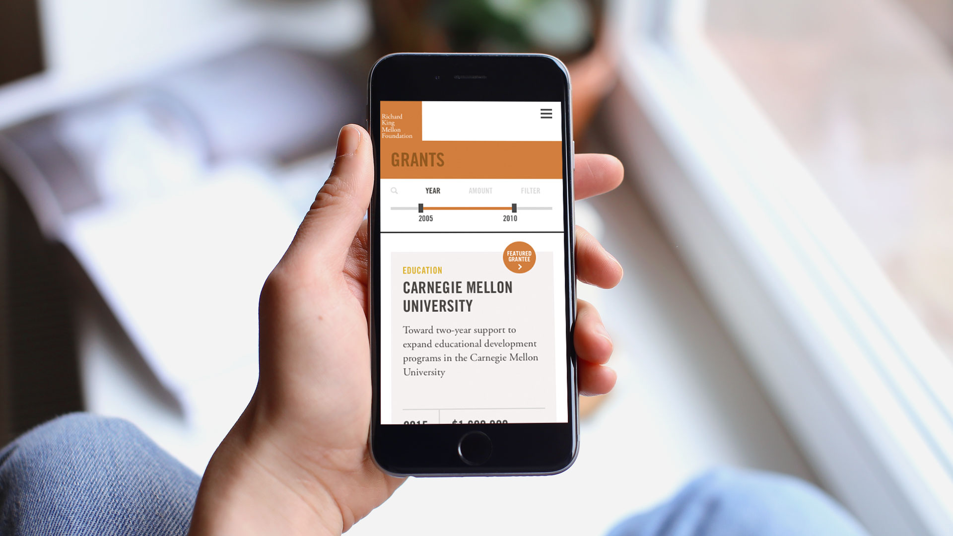 Richard King Mellon Foundation website mobile view