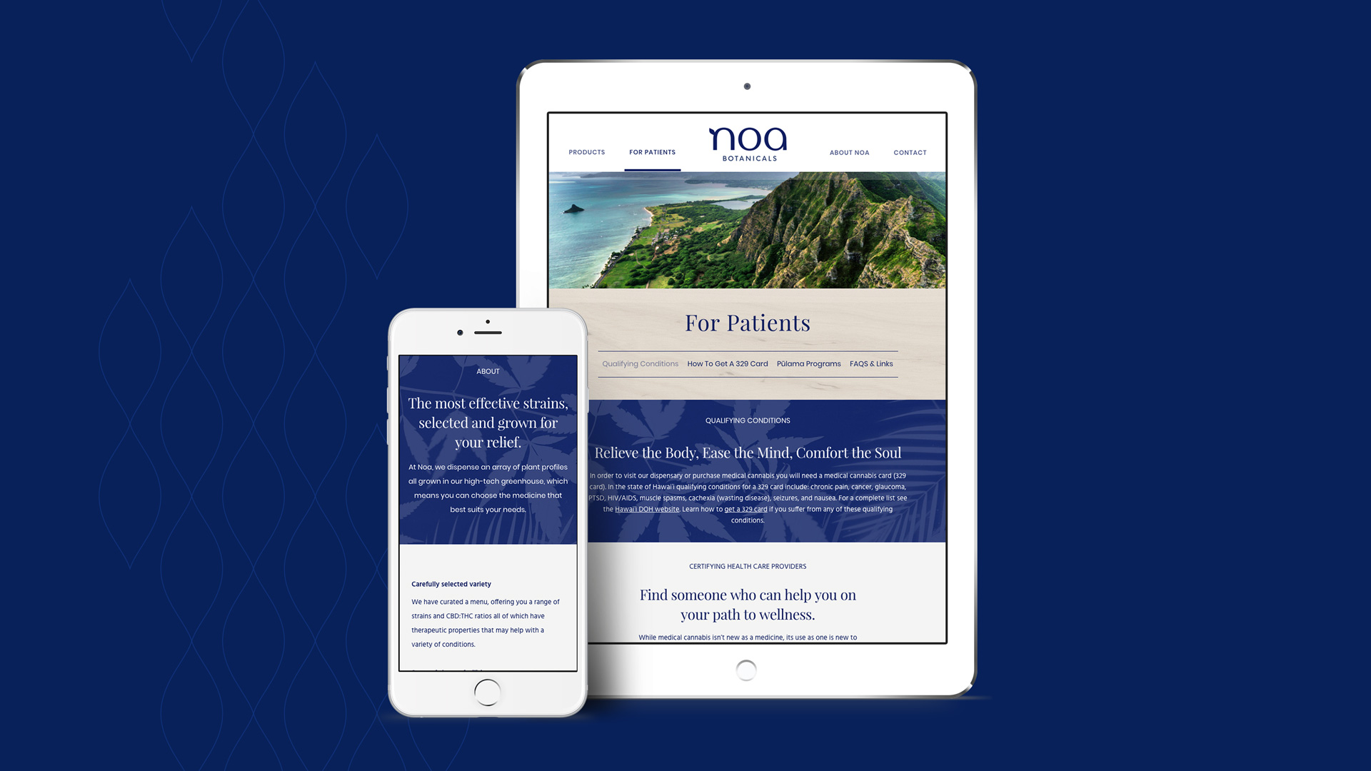 Noa Botanicals website responsive screens