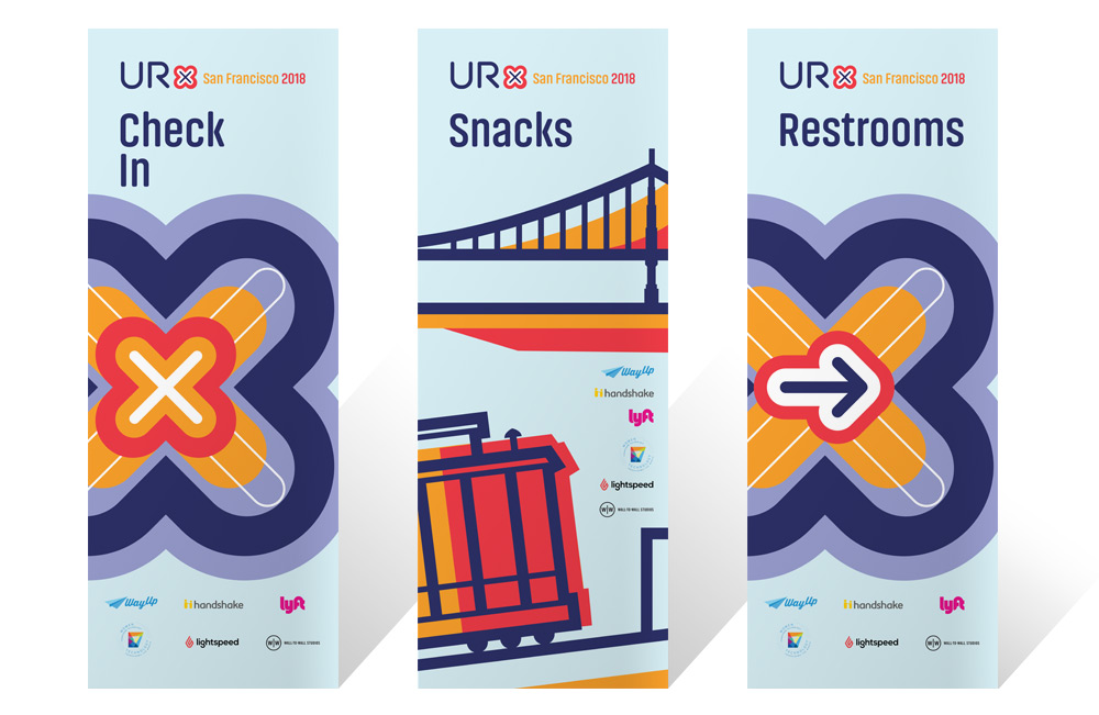 URX 2018 branded wayfinding banners