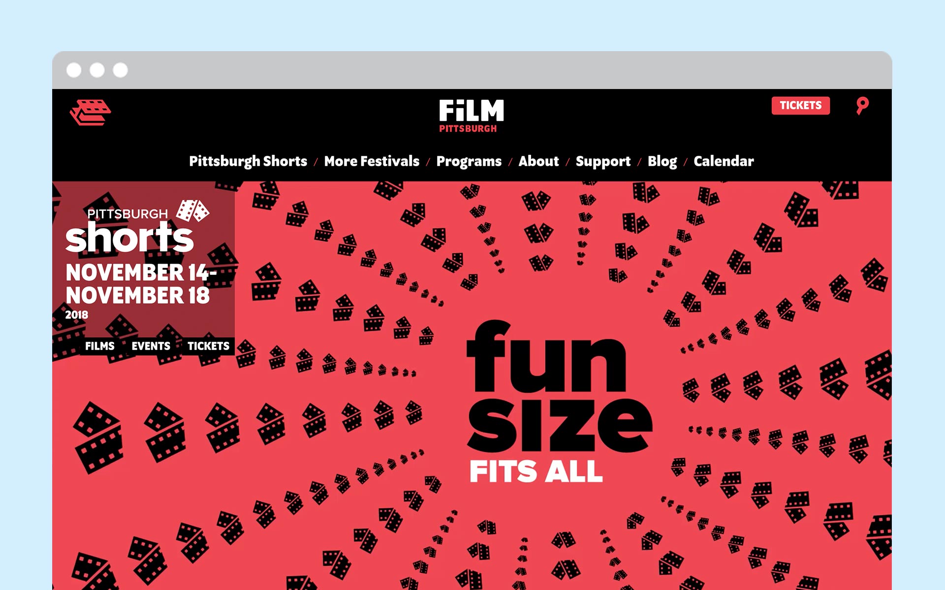 Pittsburgh Shorts Festival 2018 website landing page