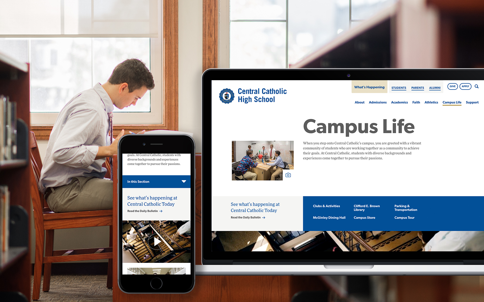 Central Catholic High School website campus life