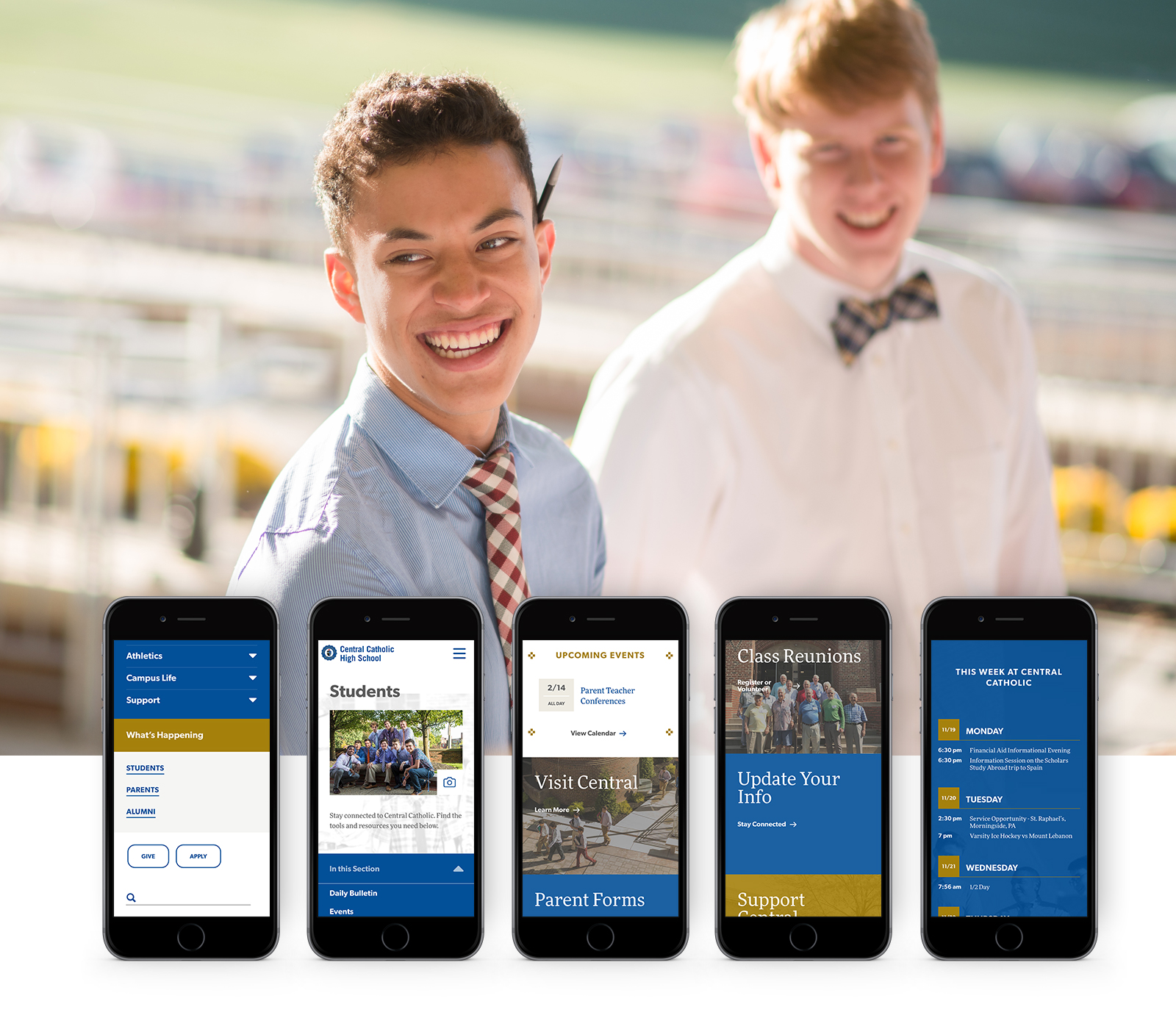 Central Catholic High School website mobile