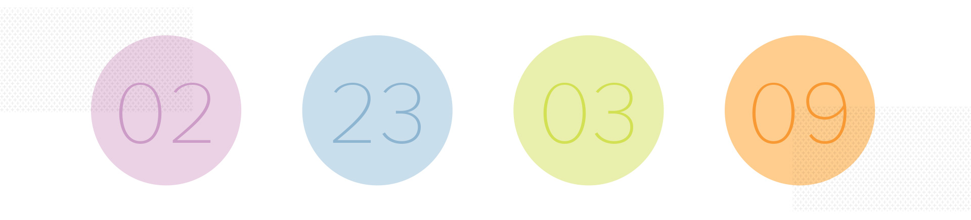 Four numeric design element examples created for DLA+ website