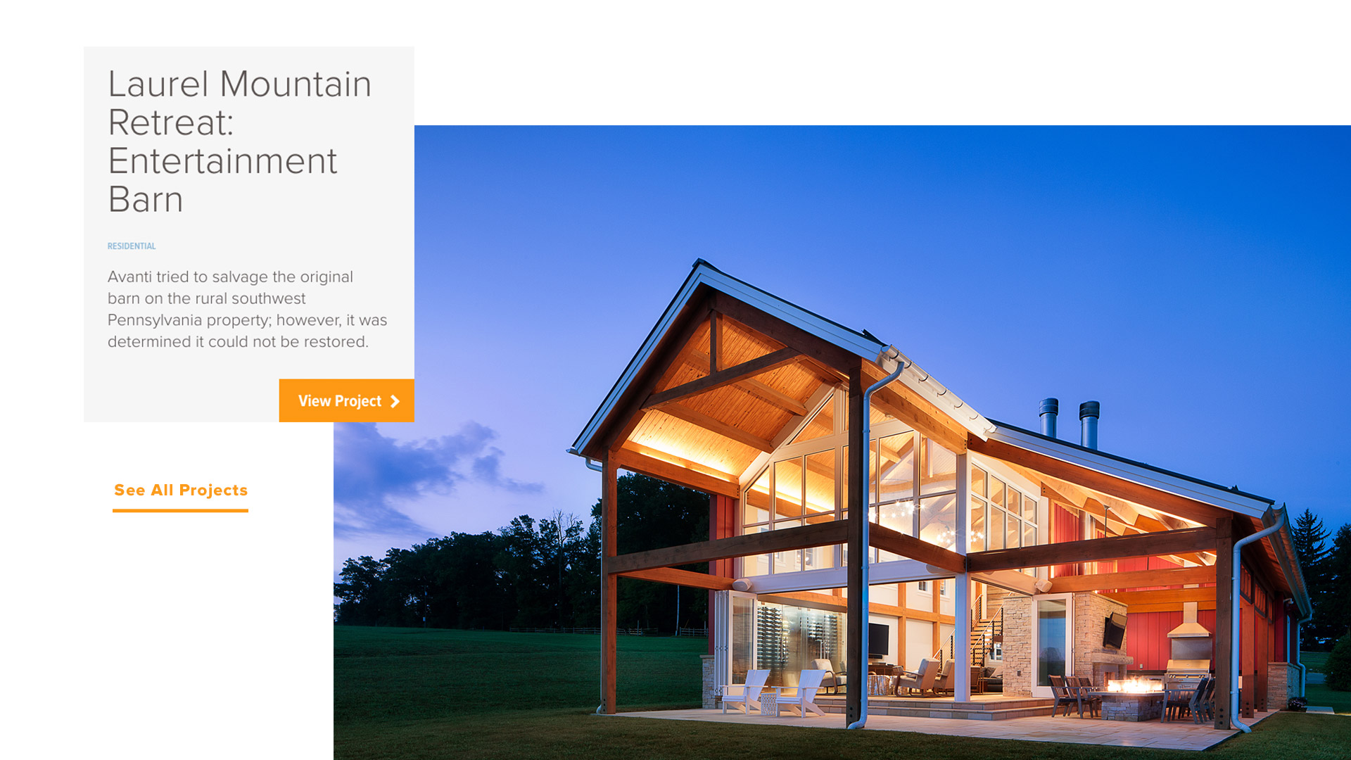 Image of an example of an Avanti Design + Build individual past project's webpage