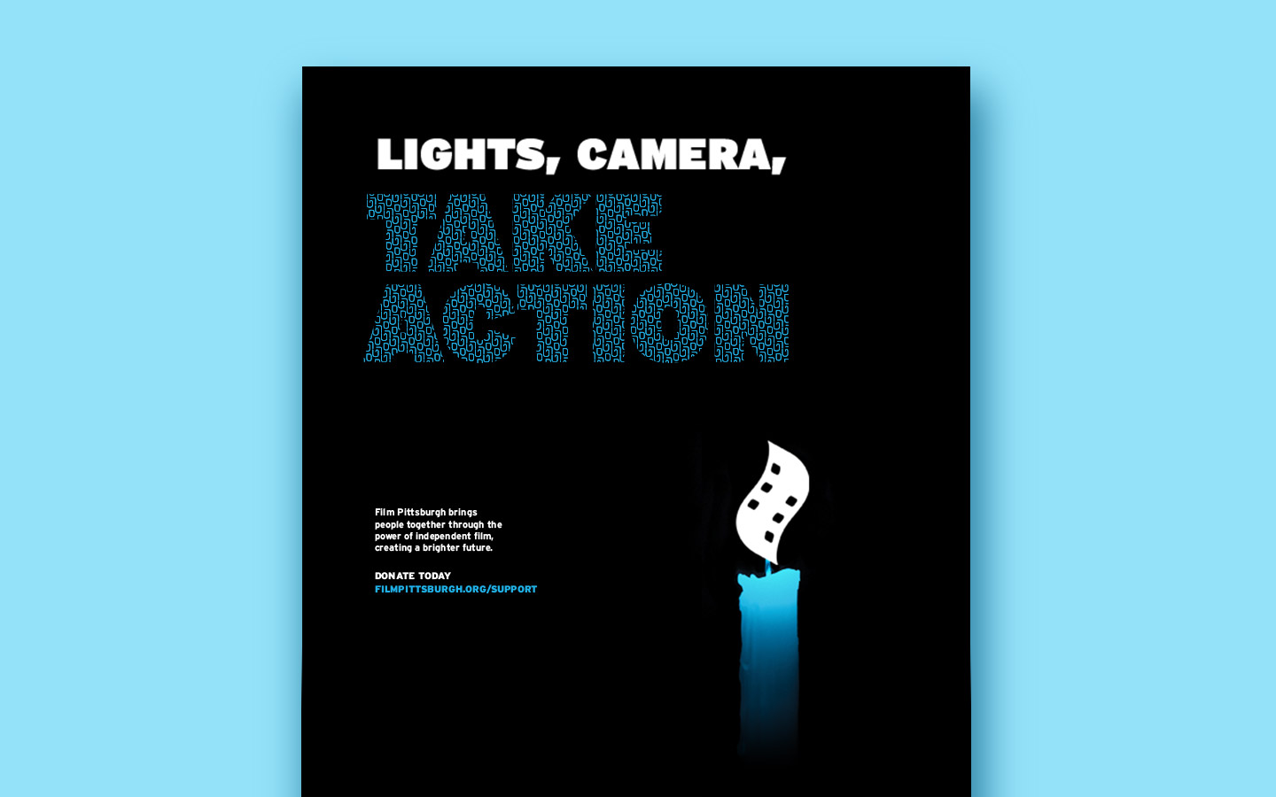 JFilm Festival 2019 candle image with call to support