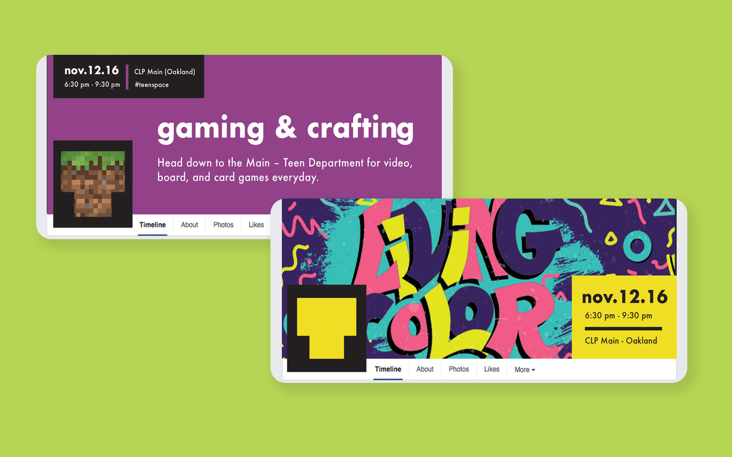 Carnegie Library of Pittsburgh Teenspace digital layouts