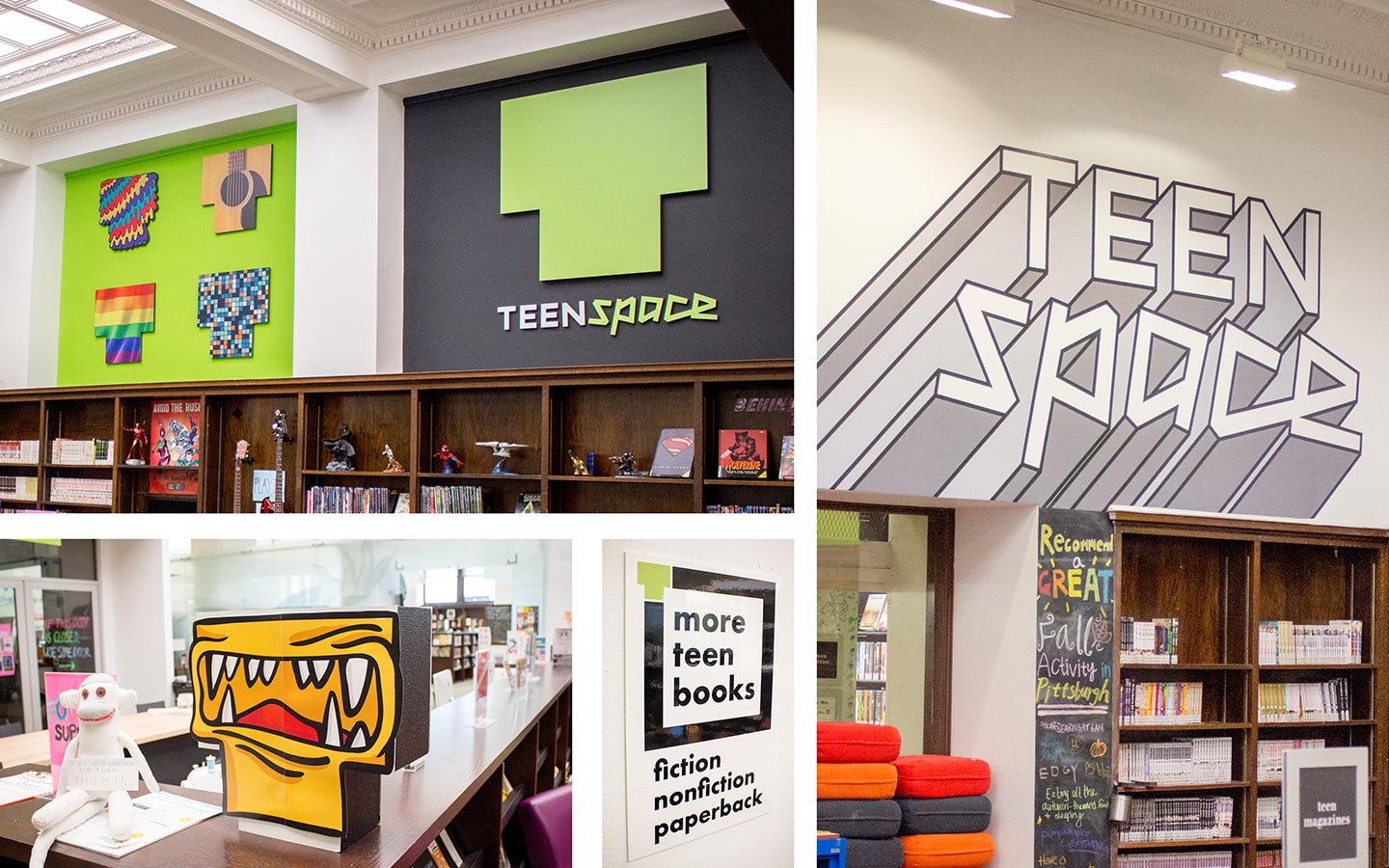Carnegie Library of Pittsburgh Teenspace branded physical environment