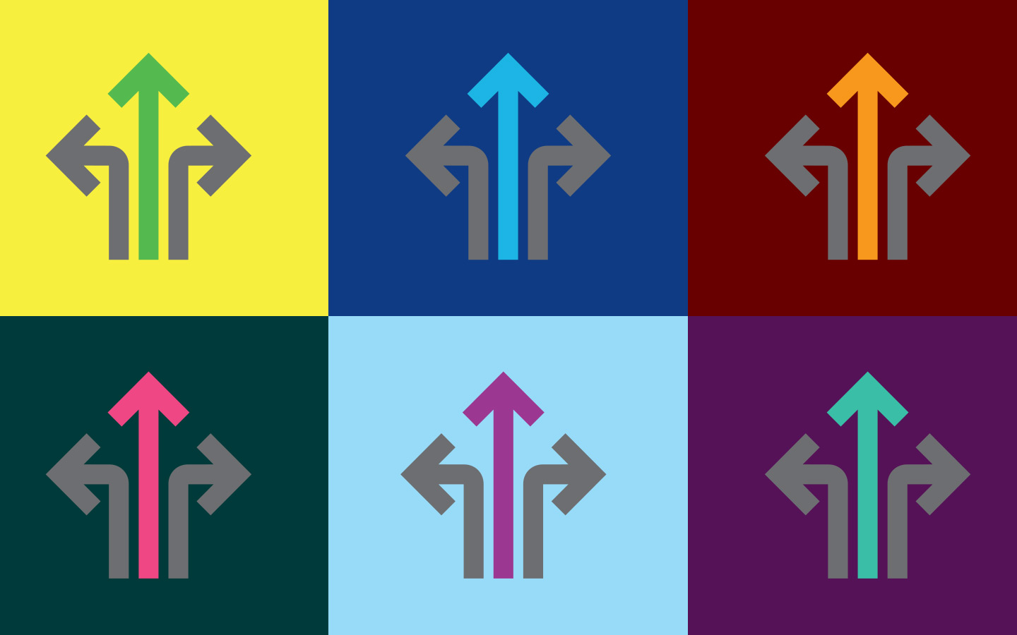 Crossroads Foundation logo arrows with color palette
