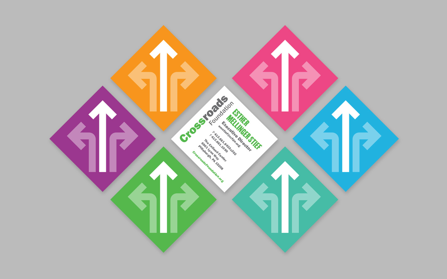 Crossroads Foundation stationery system business cards
