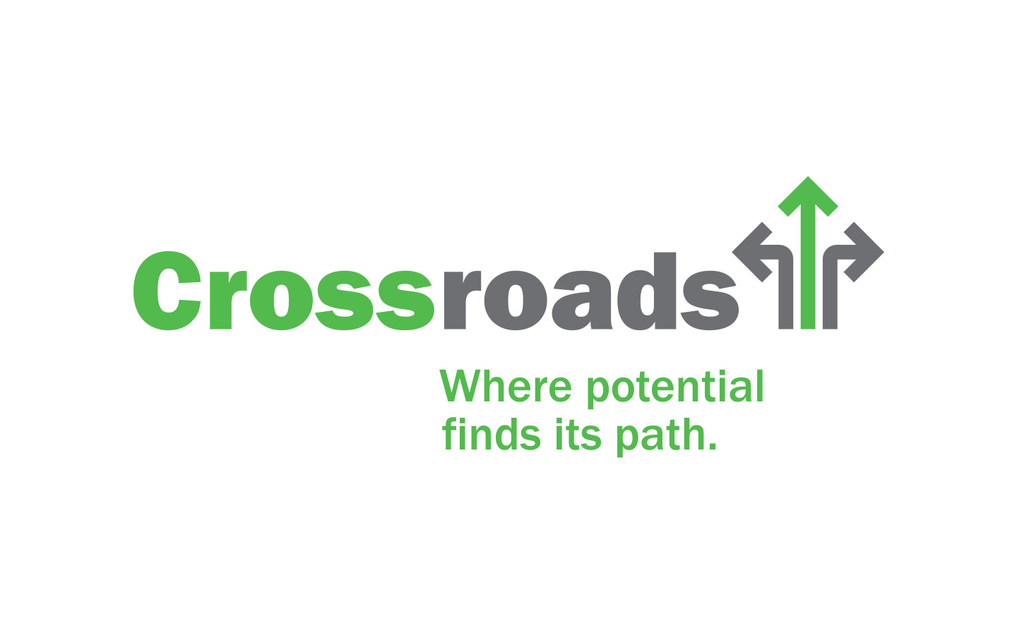 Crossroads Foundation logo and tagline, where potential finds its path