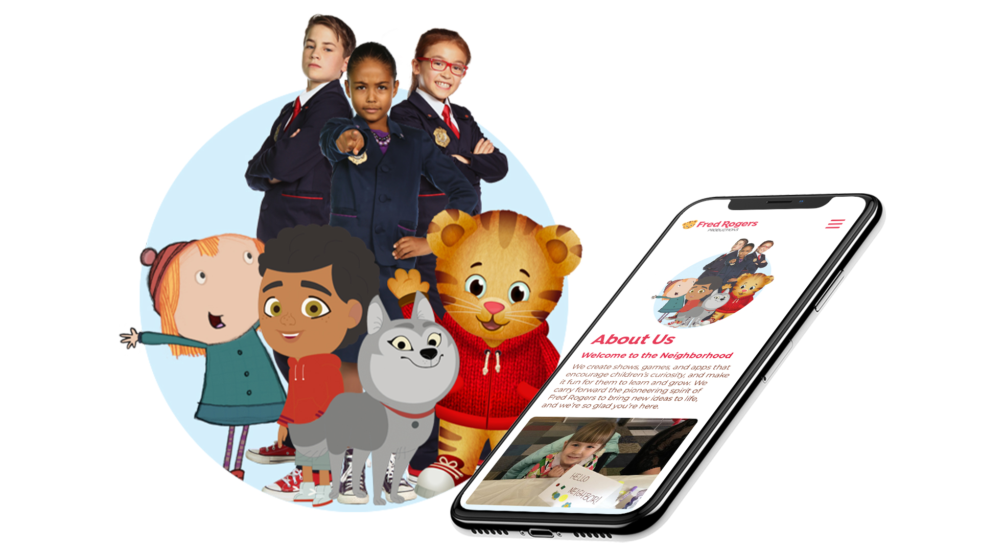 fredrogers.org About Us page on a mobile device