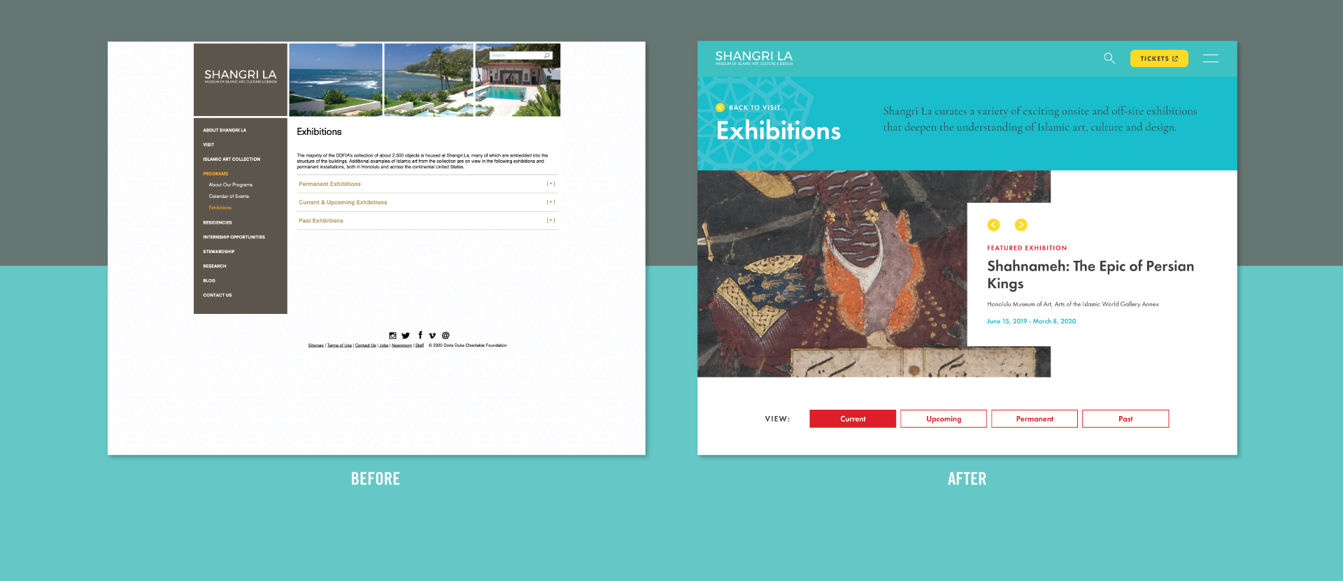 Shangri La website before and after