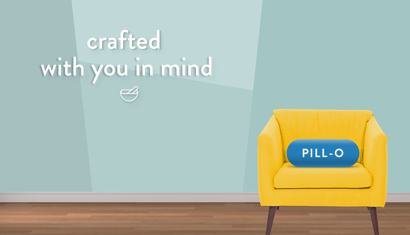 Hieber's Pharmacy physical space mock-up with pill-o