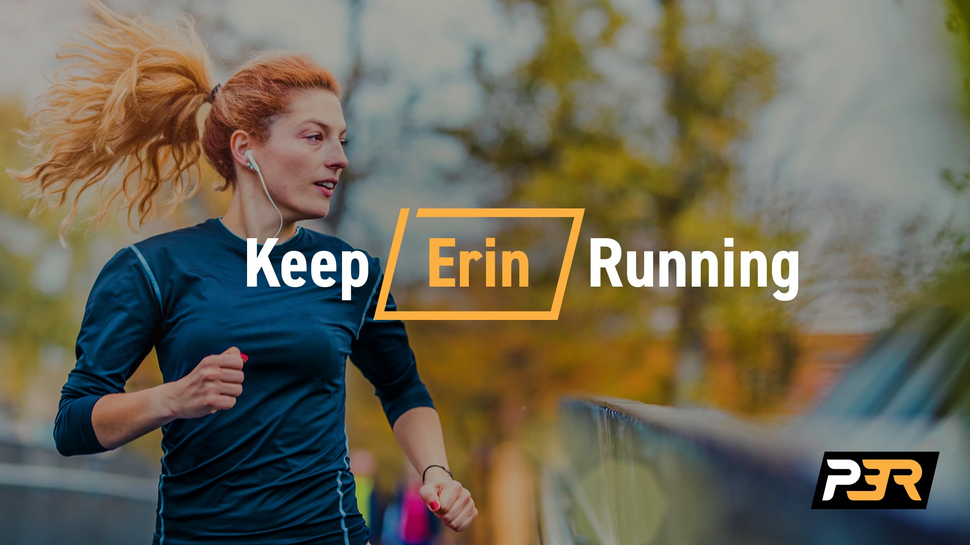 P3R logo with tagline over photo of Erin running