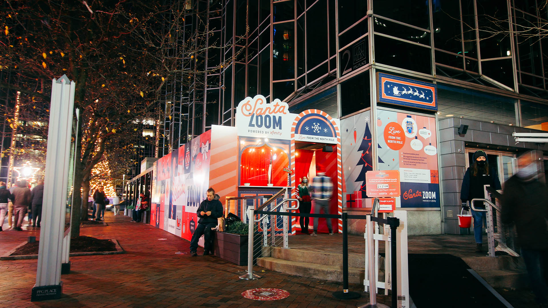 Santa Zoom at night. PDP Holiday Market