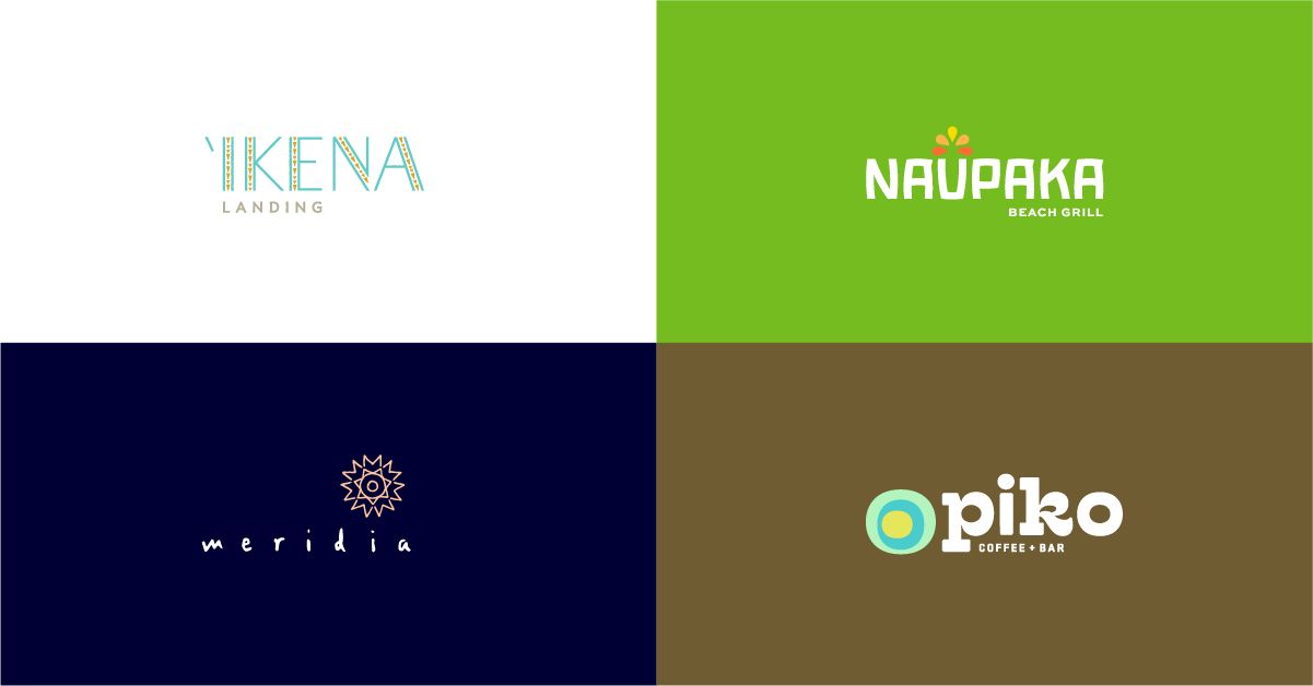 Logos for Meridia, Piko, 'Ikena Landing, Naupaka