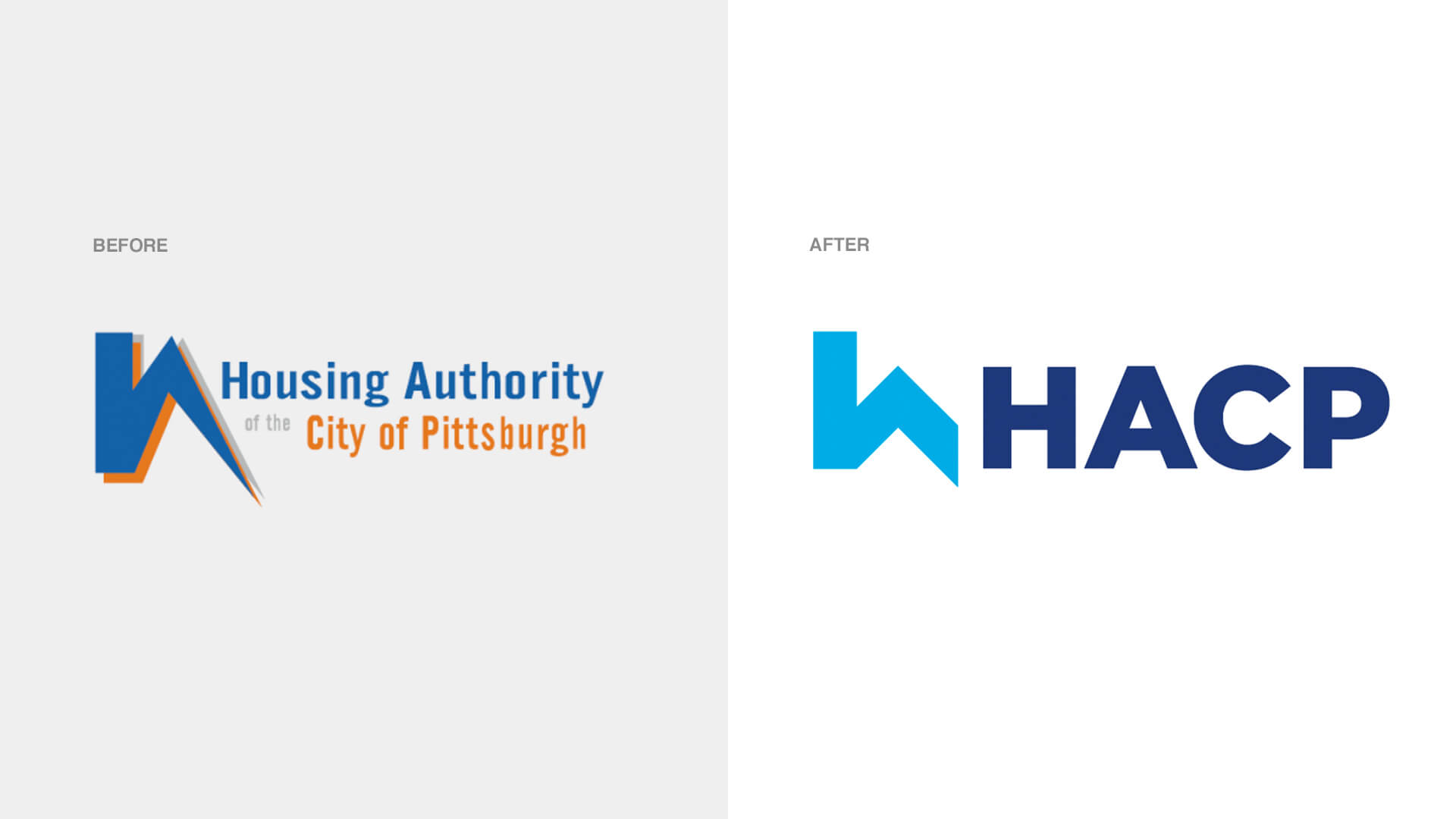 Housing Authority of the City of Pittsburgh (HACP) before and after new logo