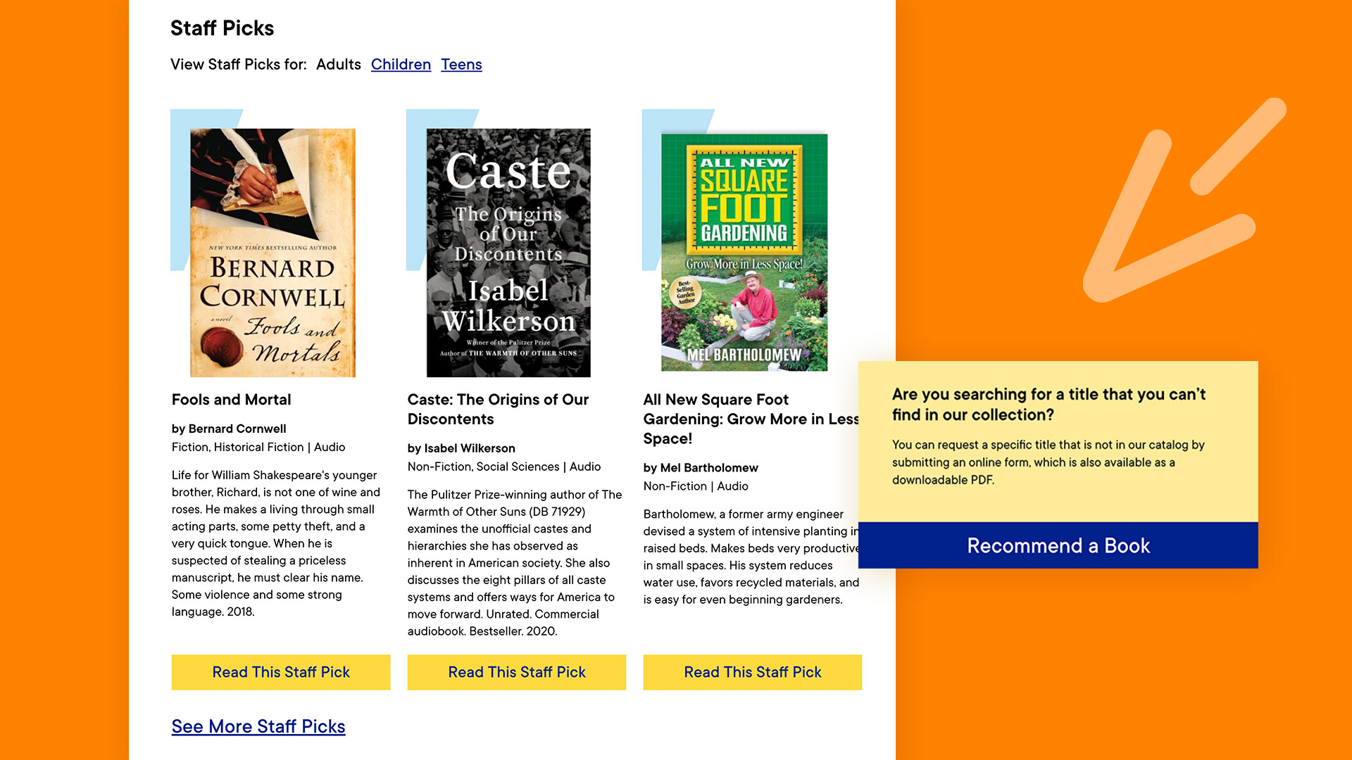 Library of Accessible Media for Pennsylvanians (LAMP) website books feature