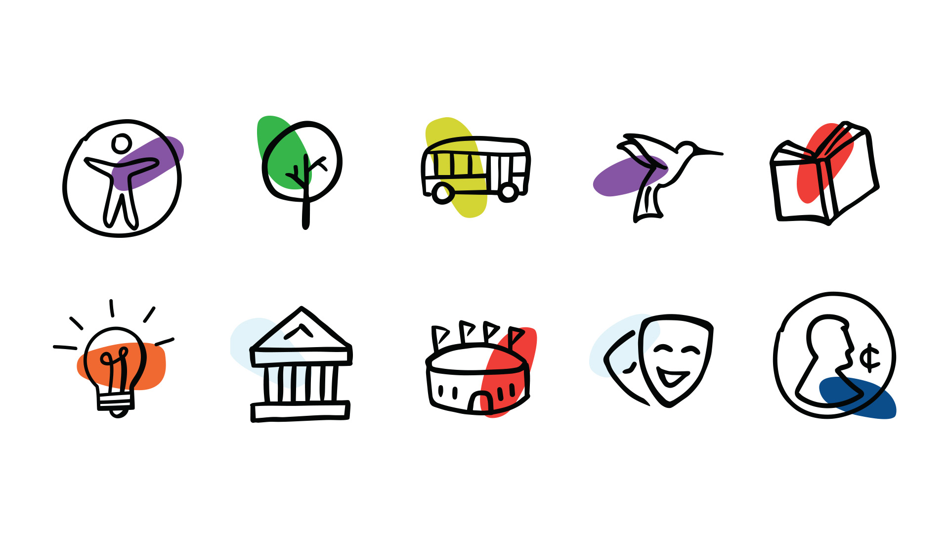 Allegheny Regional Asset District (RAD)  custom illustrated icons