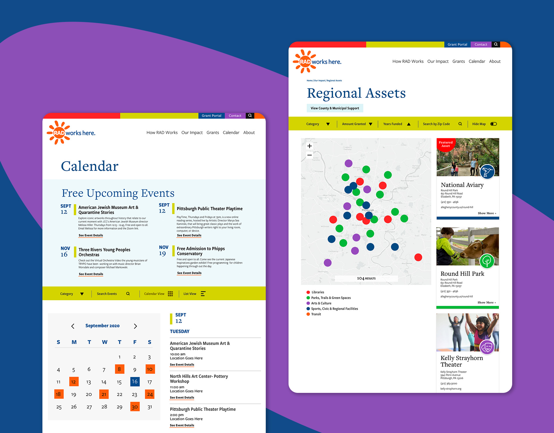 Allegheny Regional Asset District (RAD) website pages