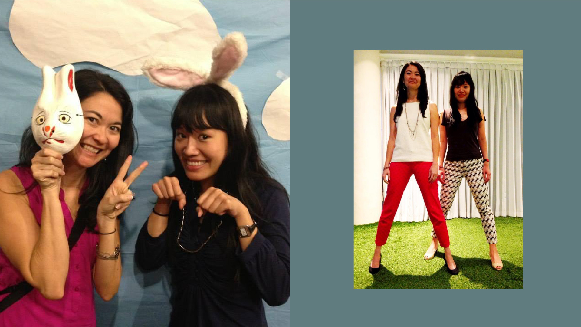 Left: Art Explorium (Identity, Branding). Right: Pixie pants day at the office