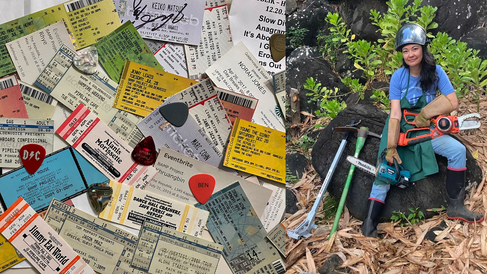 Jane' ticket stubs and picks plus Malia's love of power tools.