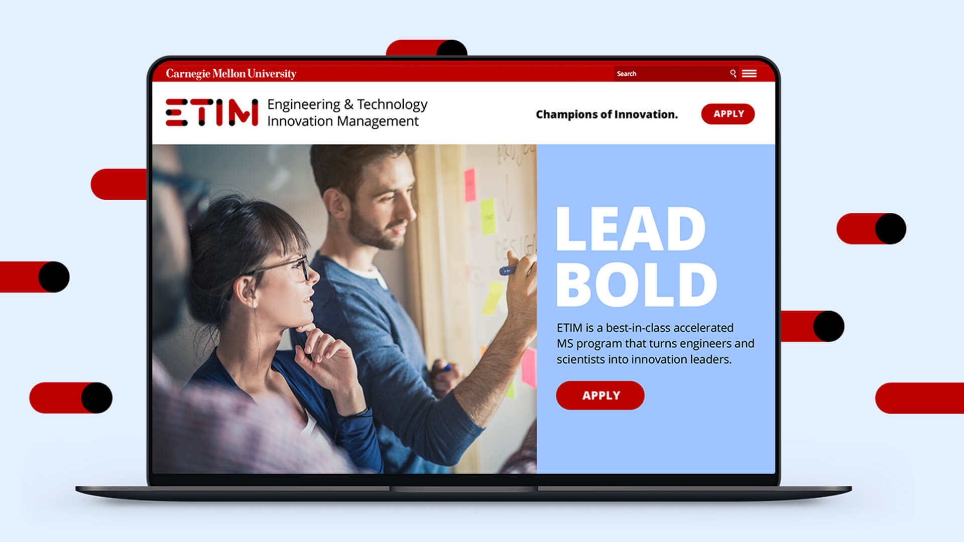 Carnegie Mellon Engineering & Technology Innovation Management website landing page for campaign
