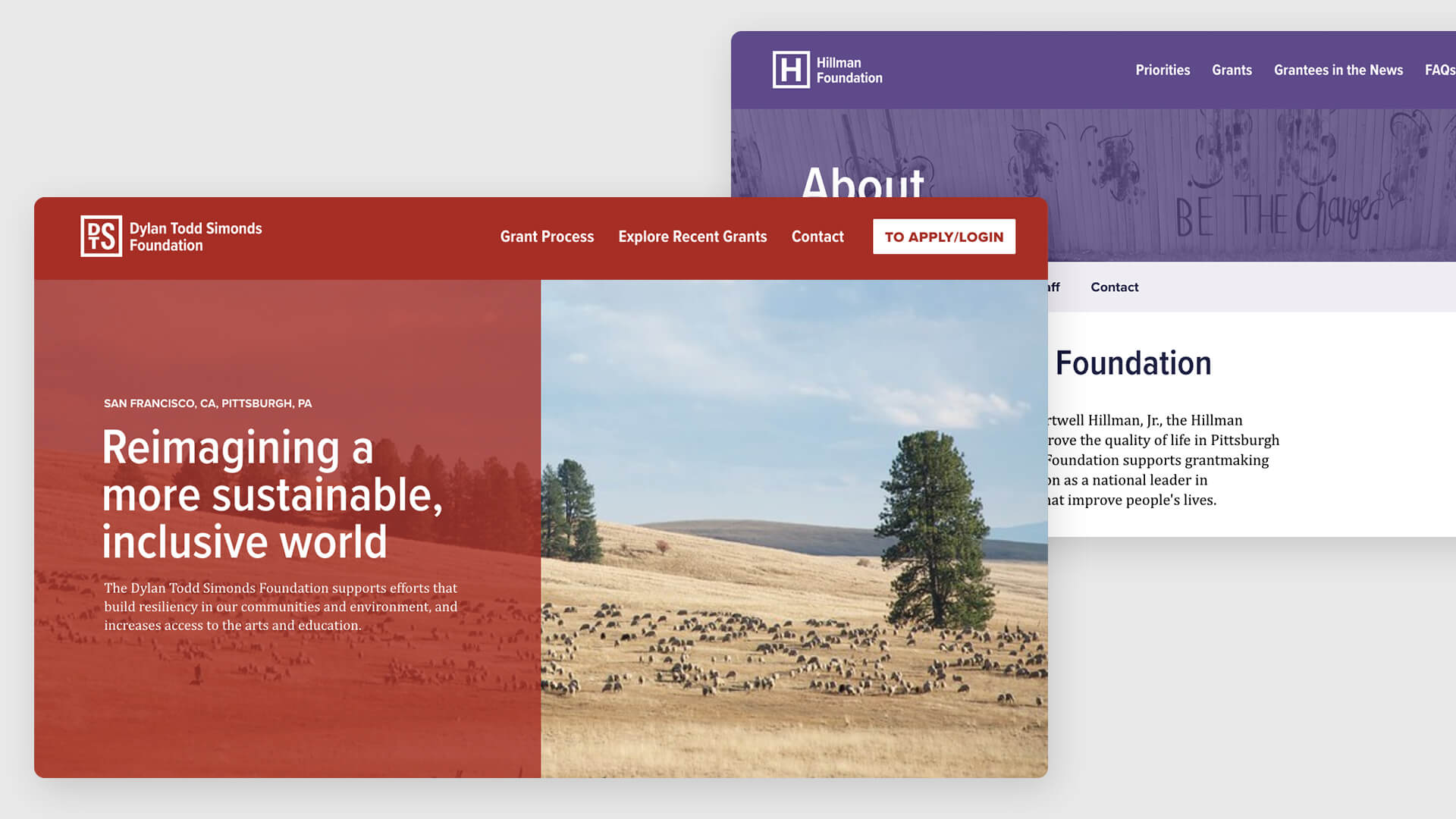 Hillman Family Foundations website detail view of dylan todd simonds foundation homepage