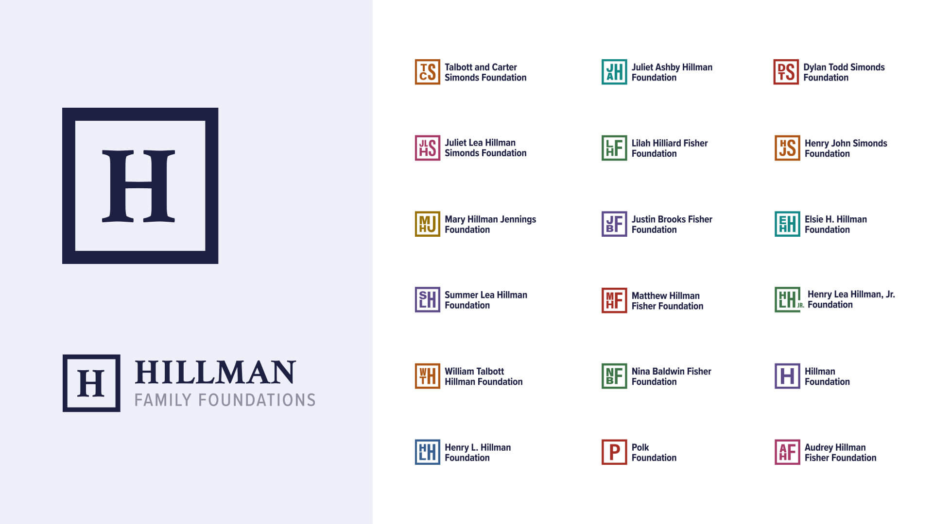 Hillman Family Foundations visual identity system