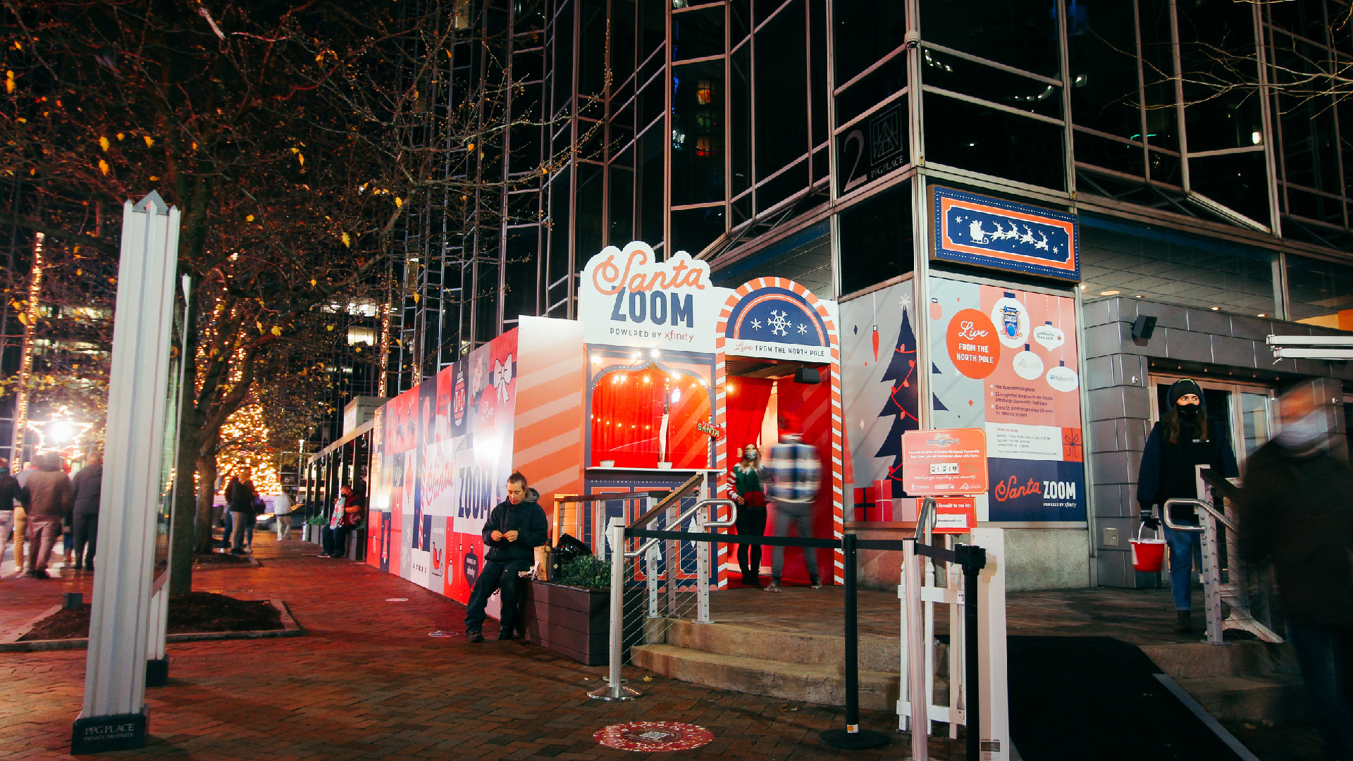 PDP Santa Zoom experience photograph at night