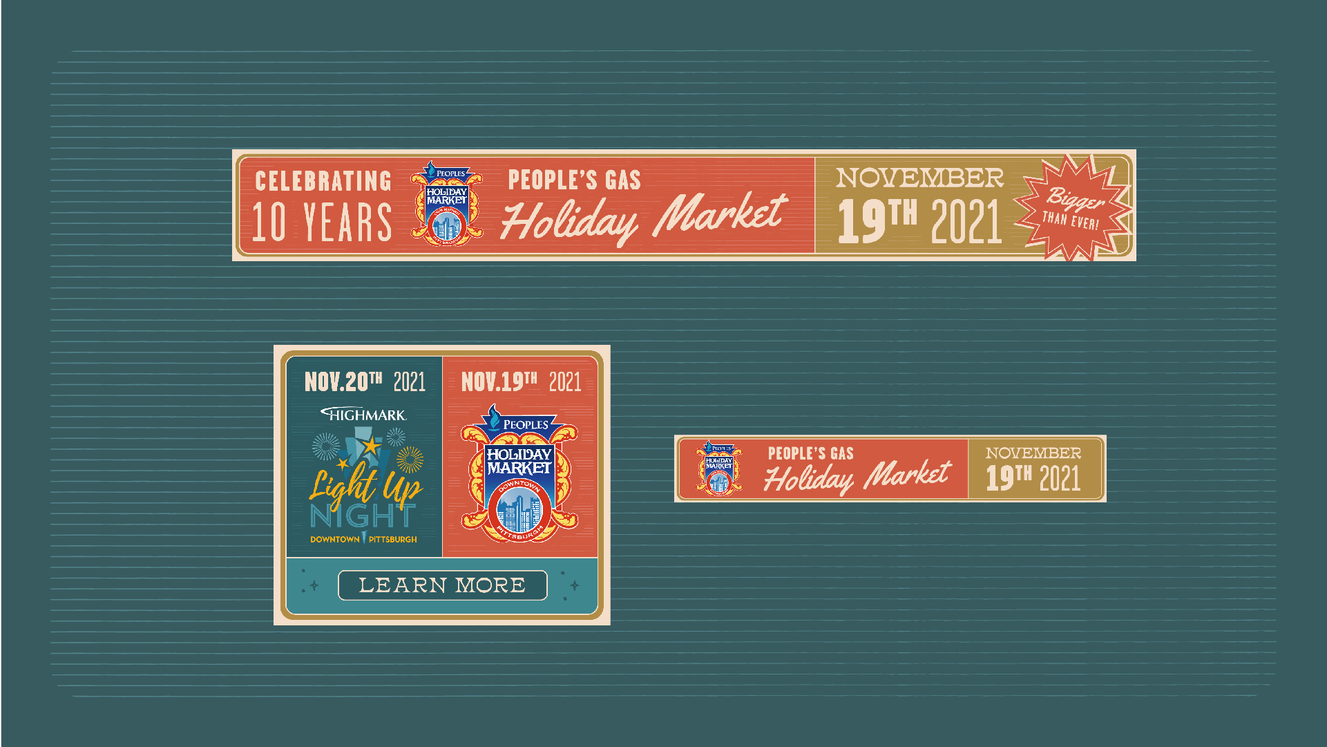 Digital marketing assets used to promote holiday programming.